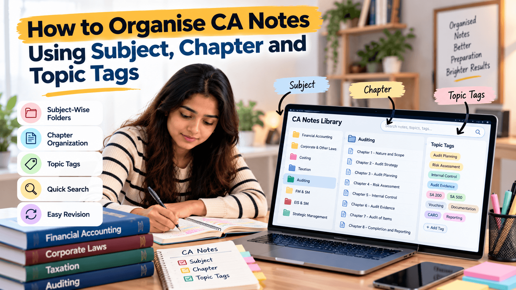 How to Organise CA Notes Using Subject, Chapter and Topic Tags