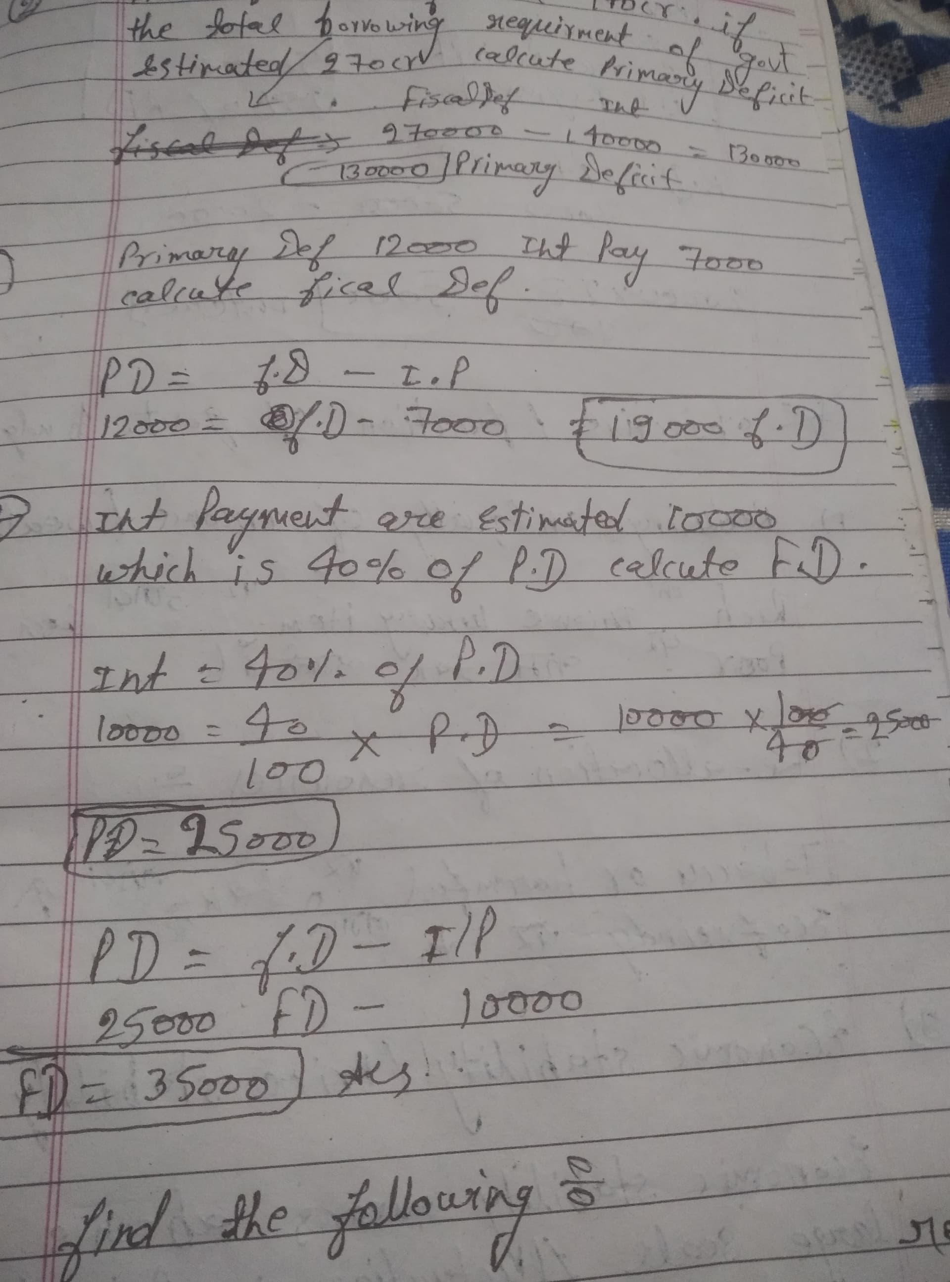 Image attached to the doubt: Govt budget in an economy chapter fiscal deficit ka numerical kaise calculate…
