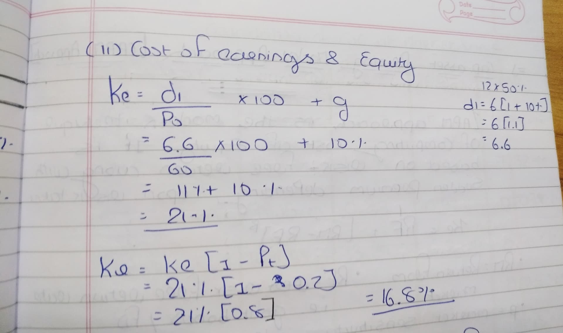 Image attached to the doubt: Sub-FM ch- Cost of capital In Gordon's formula, while calculating cost of…