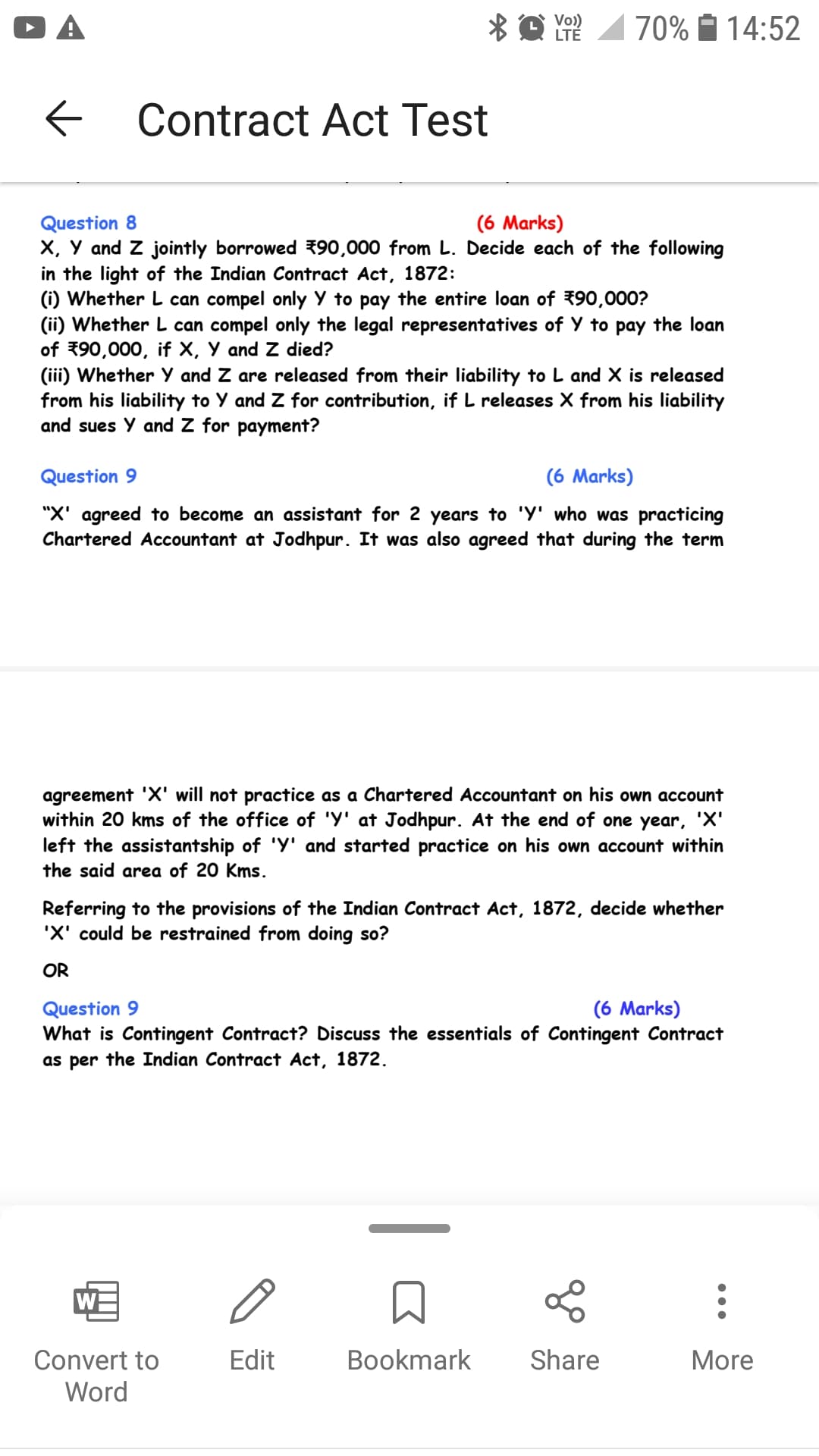 Image attached to the doubt: Can someone tell me which section of indian contract act will be applicable…