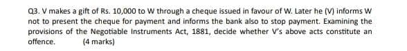 Image attached to the doubt: Please tell me someone which provision is applicable according to Negotiable…