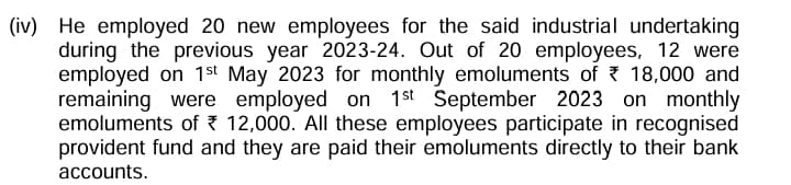 Image attached to the doubt: How to do Calculation of 80JJAA ? 12 employees join office on 1.05.2023 with…