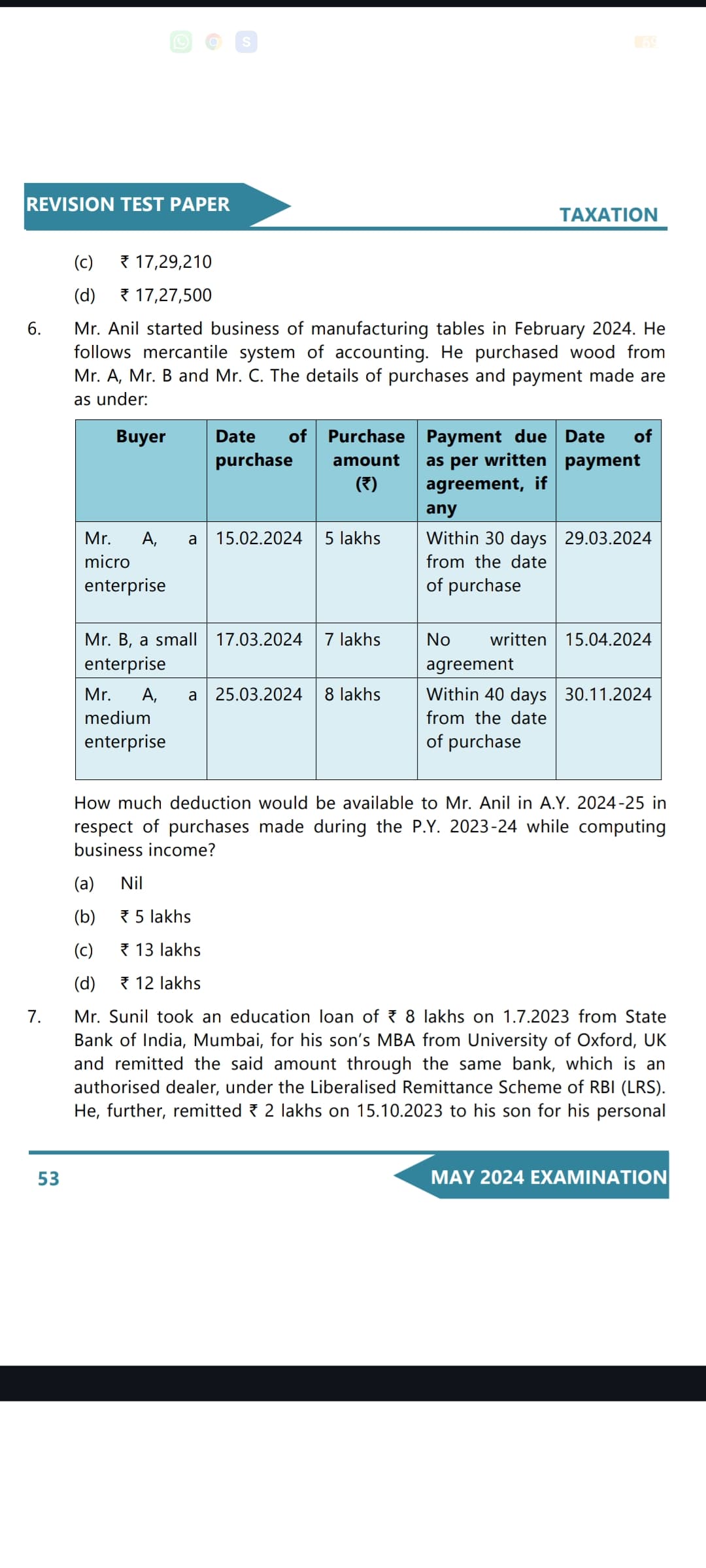 Image attached to the doubt: Can someone explain to me the 6th question. The answer is option (c)