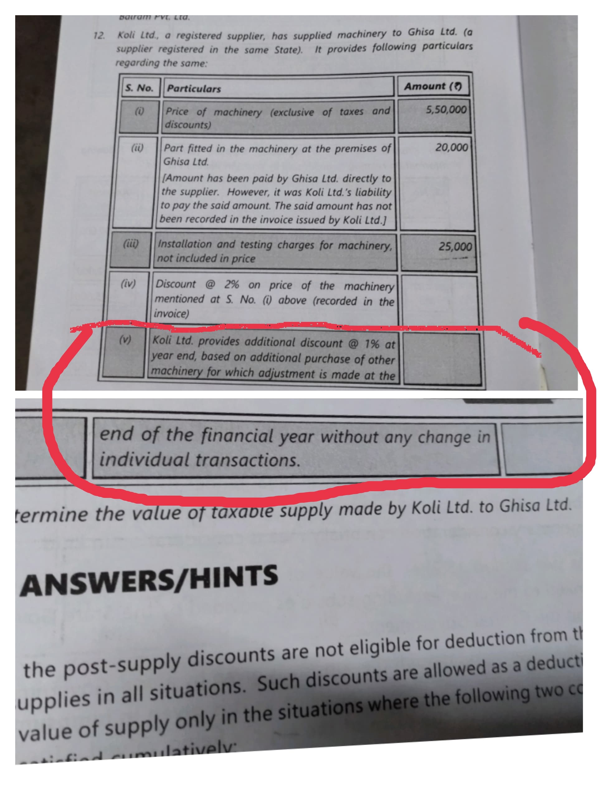 Image attached to the doubt: Is this deductible or not u/s 15(3)(b) ? In study material solution it is…