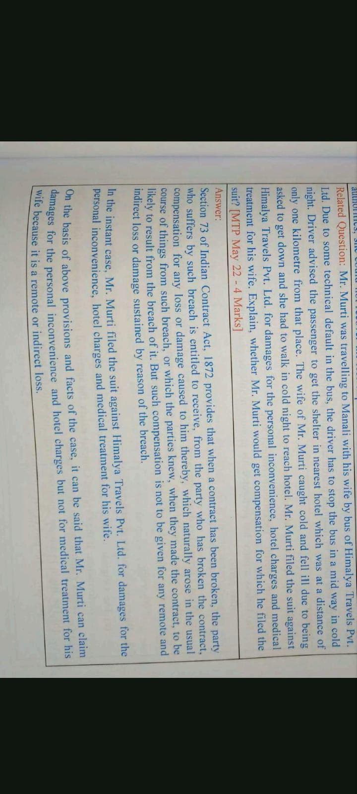 Image attached to the doubt: In this question why the point of damages for deterioration caused by delay…