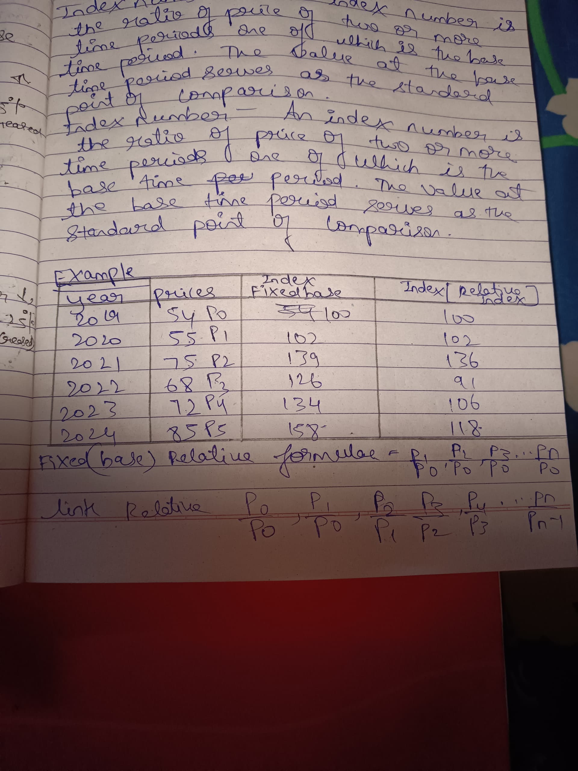 Image attached to the doubt: Can I get few solved examples of fixed base index and link relative index?