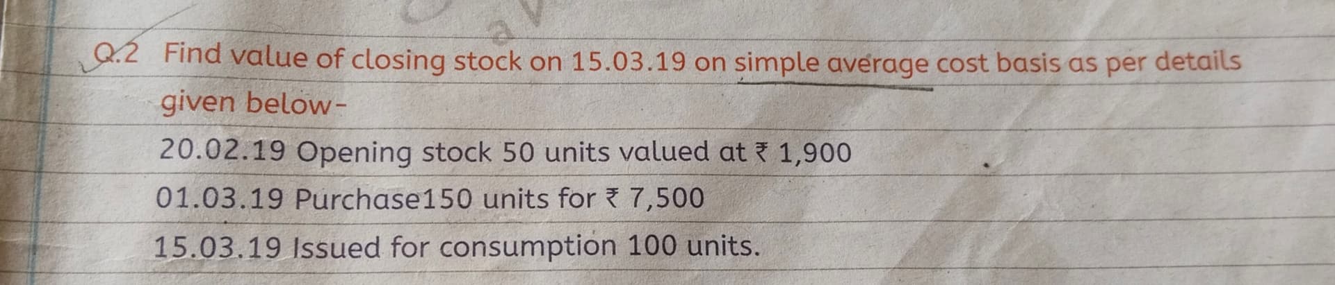 Image attached to the doubt: Can anyone help me to solve this sum from ca foundation inventory chp