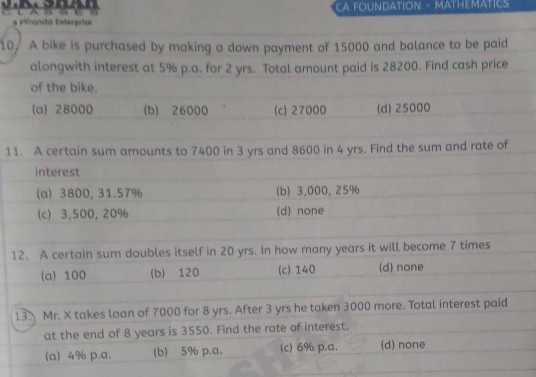 Image attached to the doubt: Pls help me to solve Q no. 10 & 13