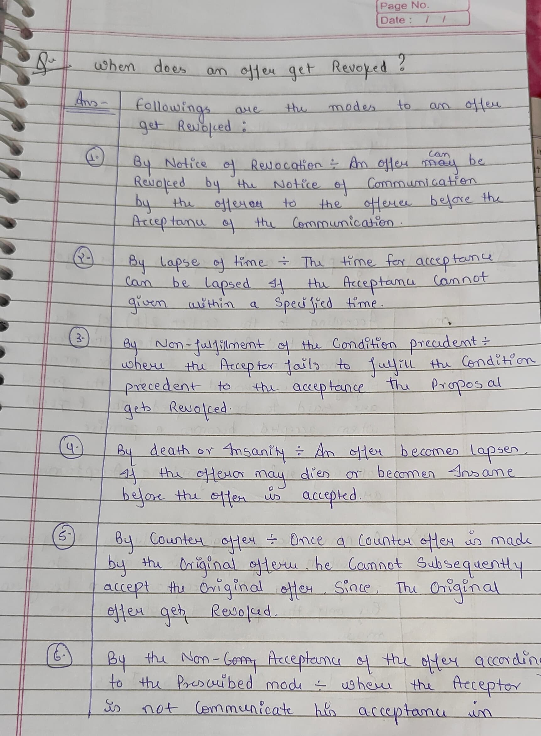 Image attached to the doubt: Is this way of answer is correct for law ?