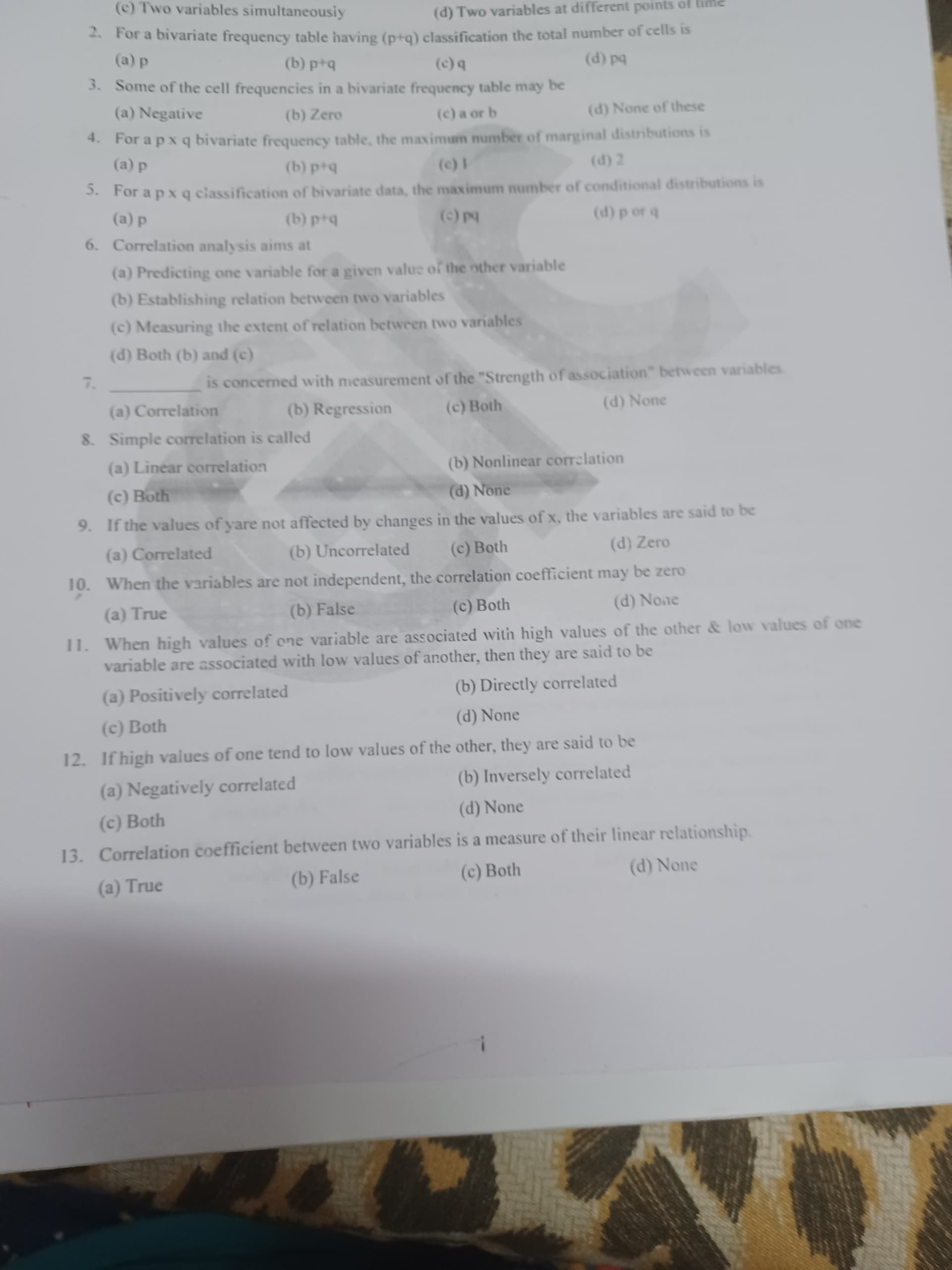 Image attached to the doubt: Please answer 10th question with reason.