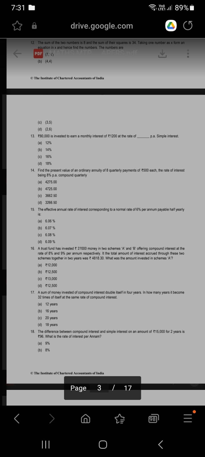 Image attached to the doubt: Did anyone solve 13,14 and 16