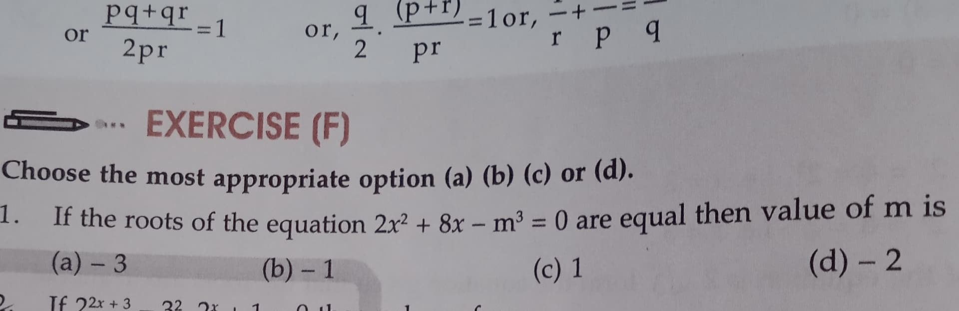 Image attached to the doubt: Find the value of m