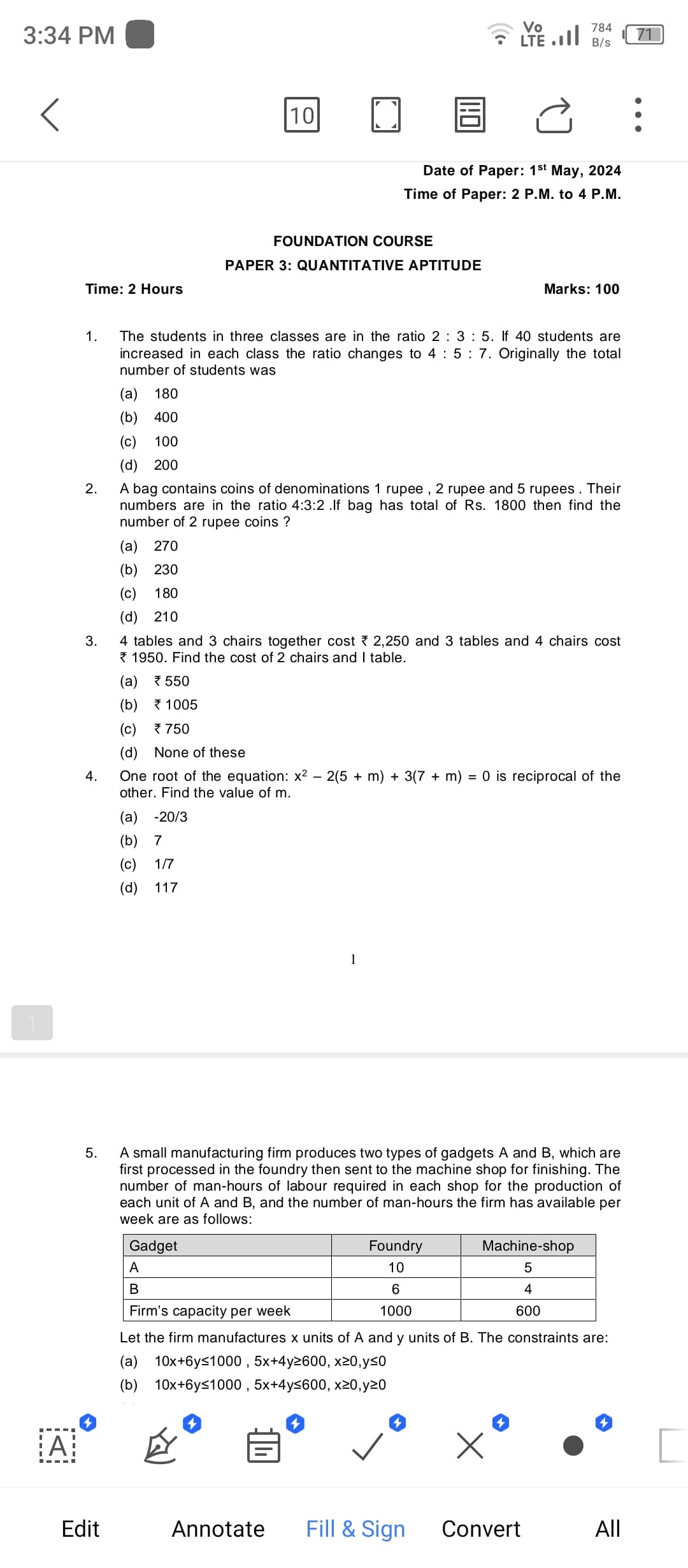 Image attached to the doubt: Q. 3 & Q. 4
