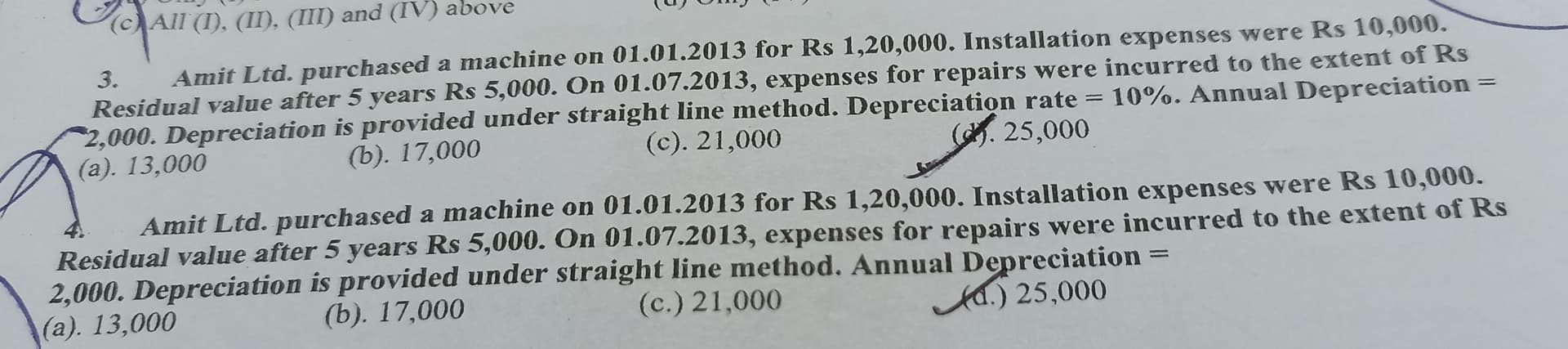 Image attached to the doubt: please provide solution for q3. (Depreciation ques)