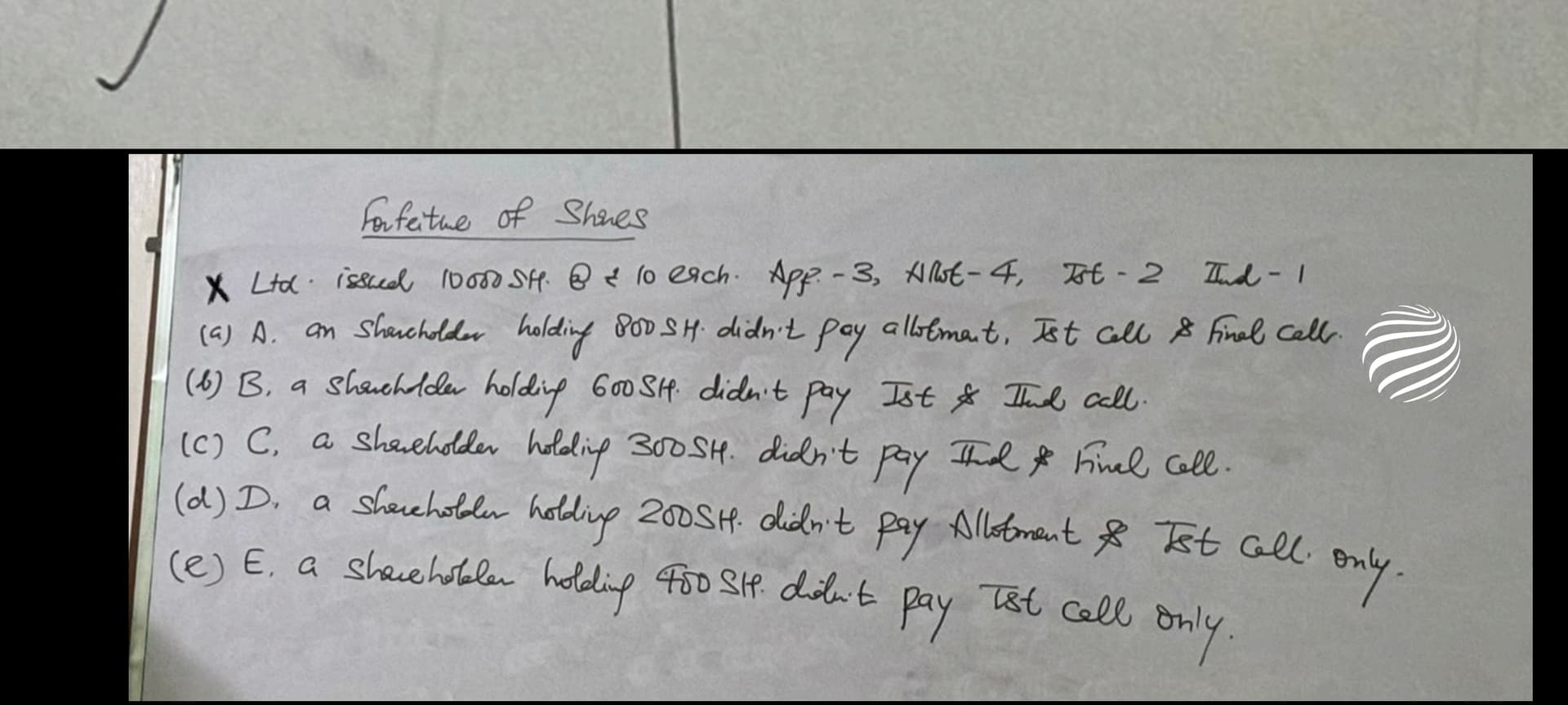 Image attached to the doubt: Iske point(d) or (e) mai only likha h Is that mean ki final call p arrear mil…