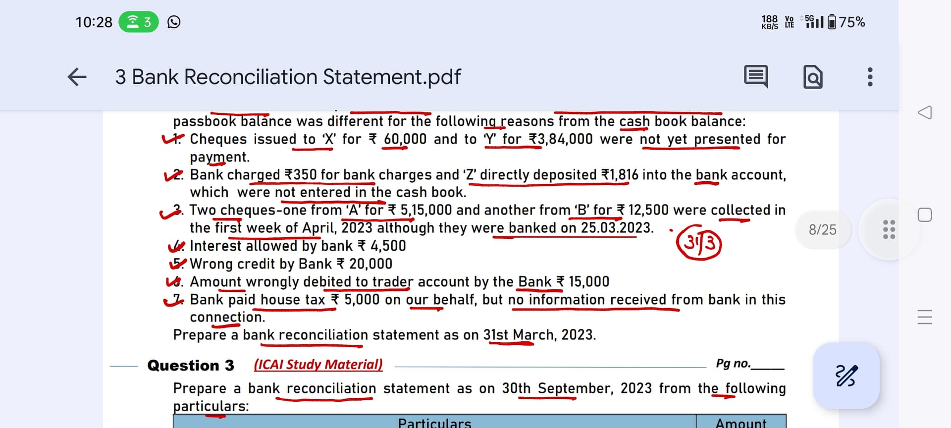 Image attached to the doubt: Two cheques-one from 'A' for 5,15,000 and another from 'B' for 12,500 were…