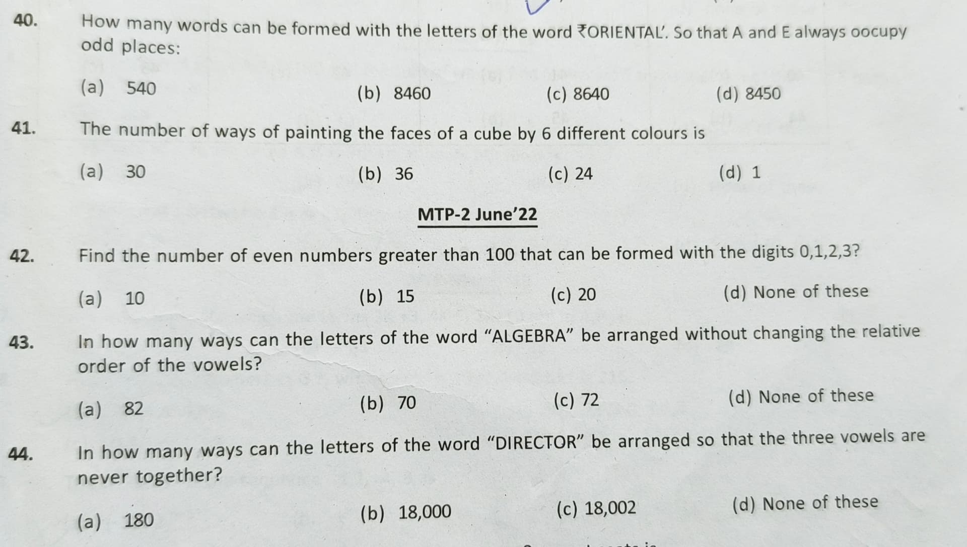 Image attached to the doubt: What are the solution of 40 to 44 ? Q.A Ch-5