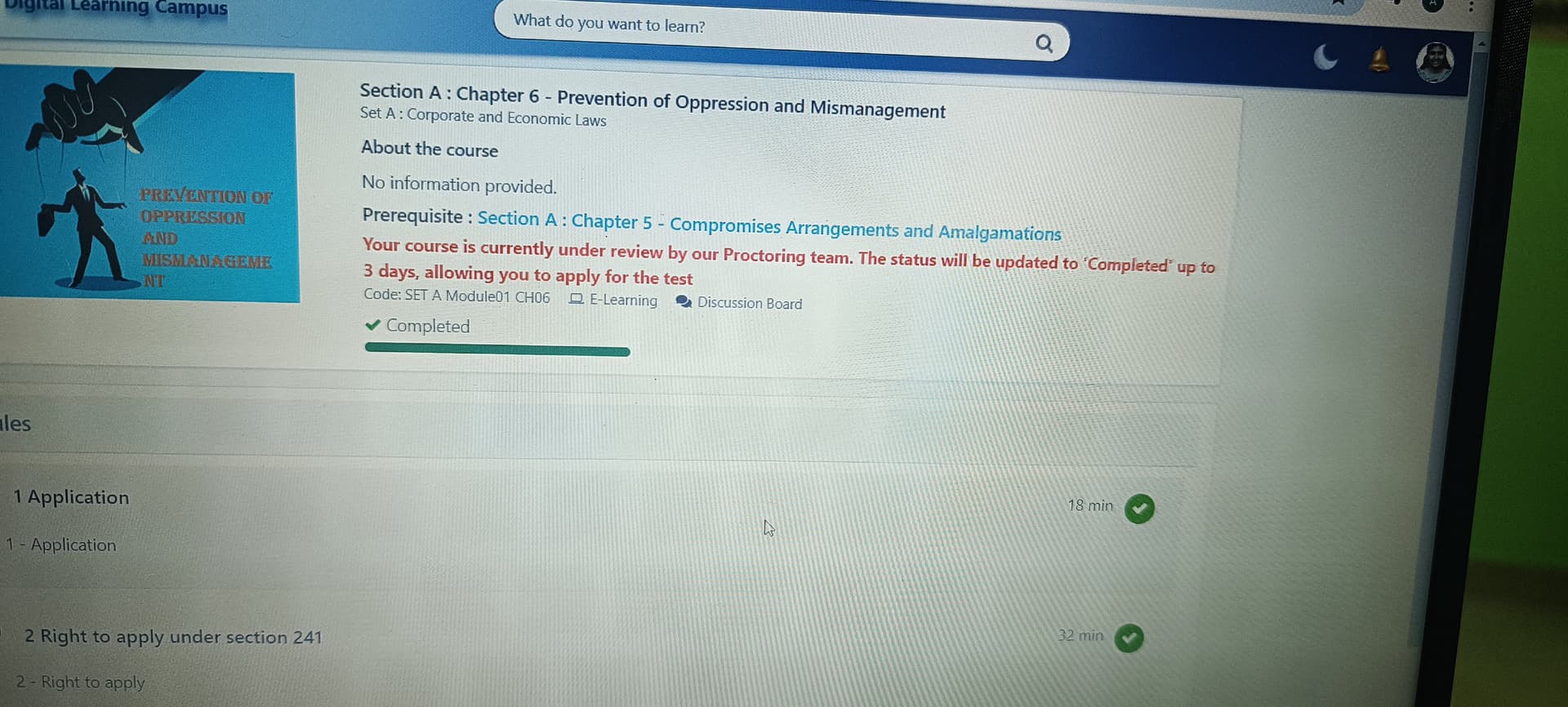 Image attached to the doubt: Does anyone received this message while attending self paced online module…