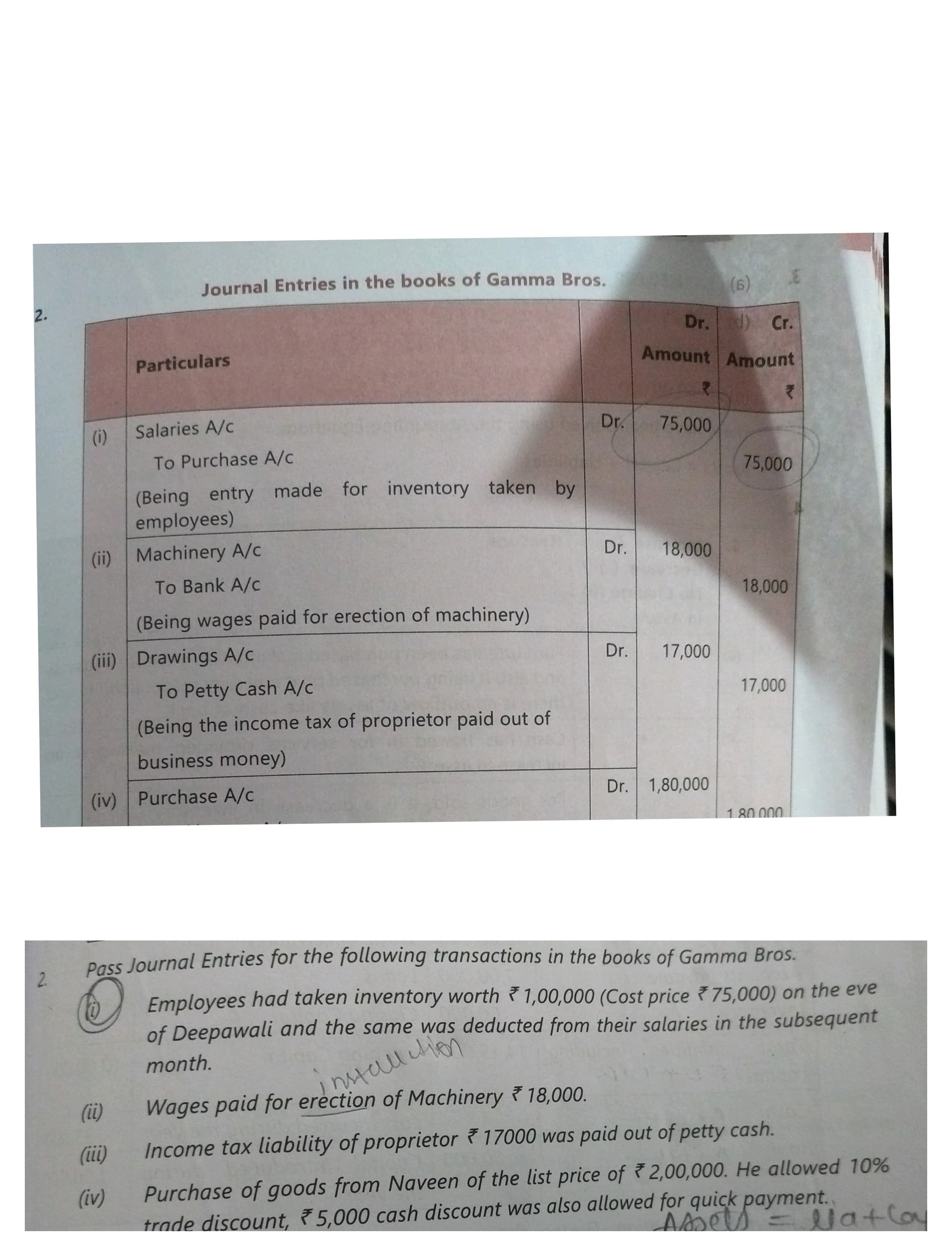 Image attached to the doubt: Can anyone tell me first entry 75000 se q kri h 100000 se q nhi kri?