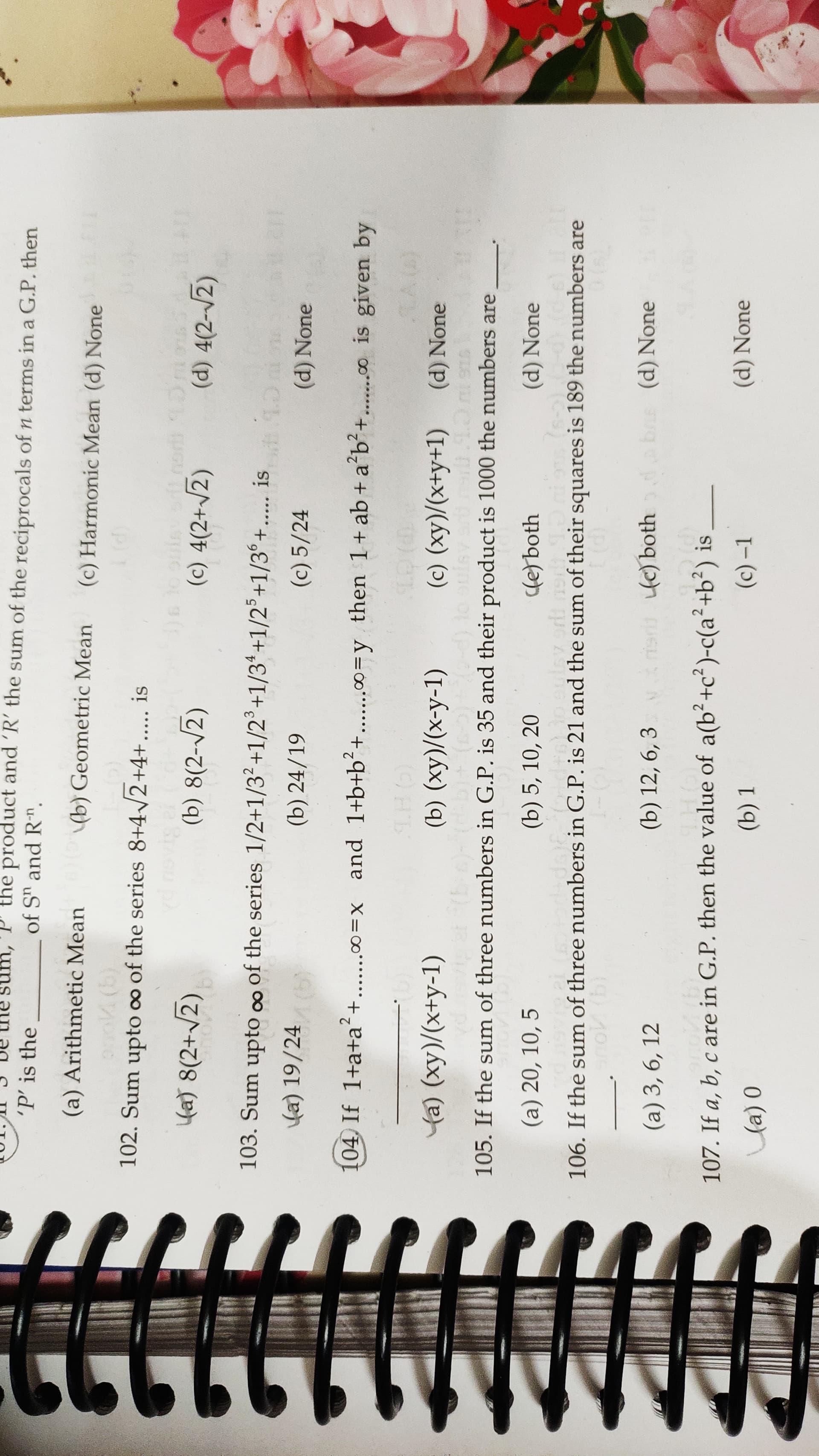 Image attached to the doubt: Can anyone help me with this question Please answer the question no.104