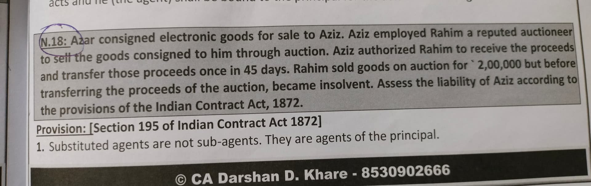 Image attached to the doubt: Can anyone tell me Rahim is sub agent of substituted agent..i am very confused…