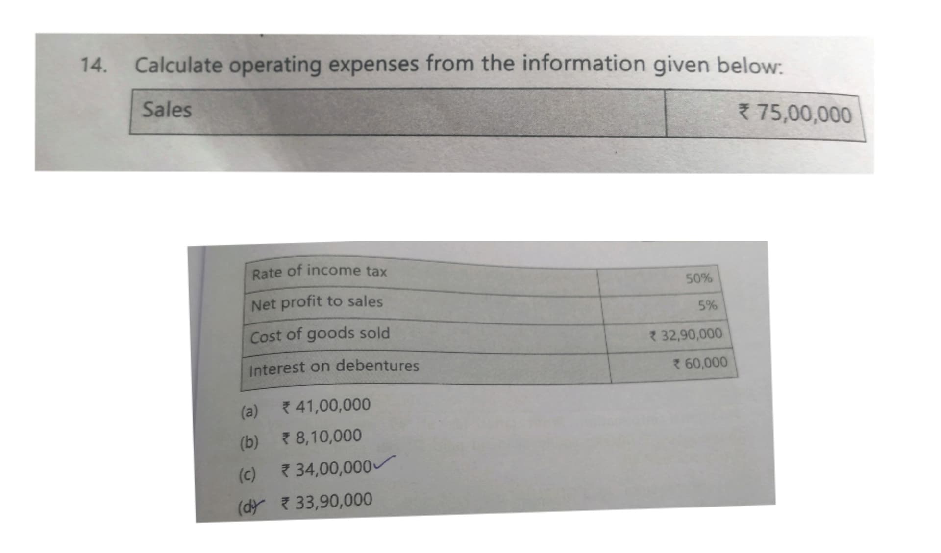 Image attached to the doubt: Can someone help me with this question? How the answer is d) ?