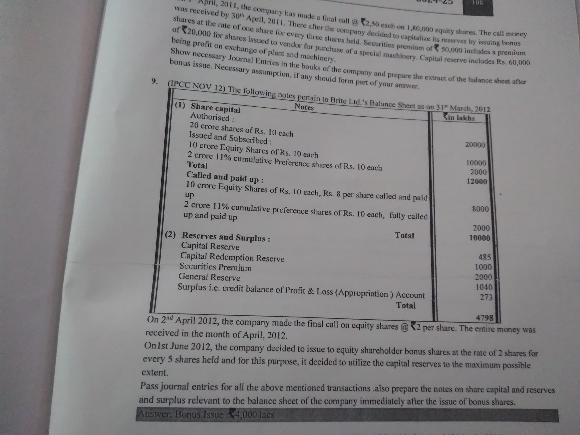 Image attached to the doubt: Can anyone solve 9th question