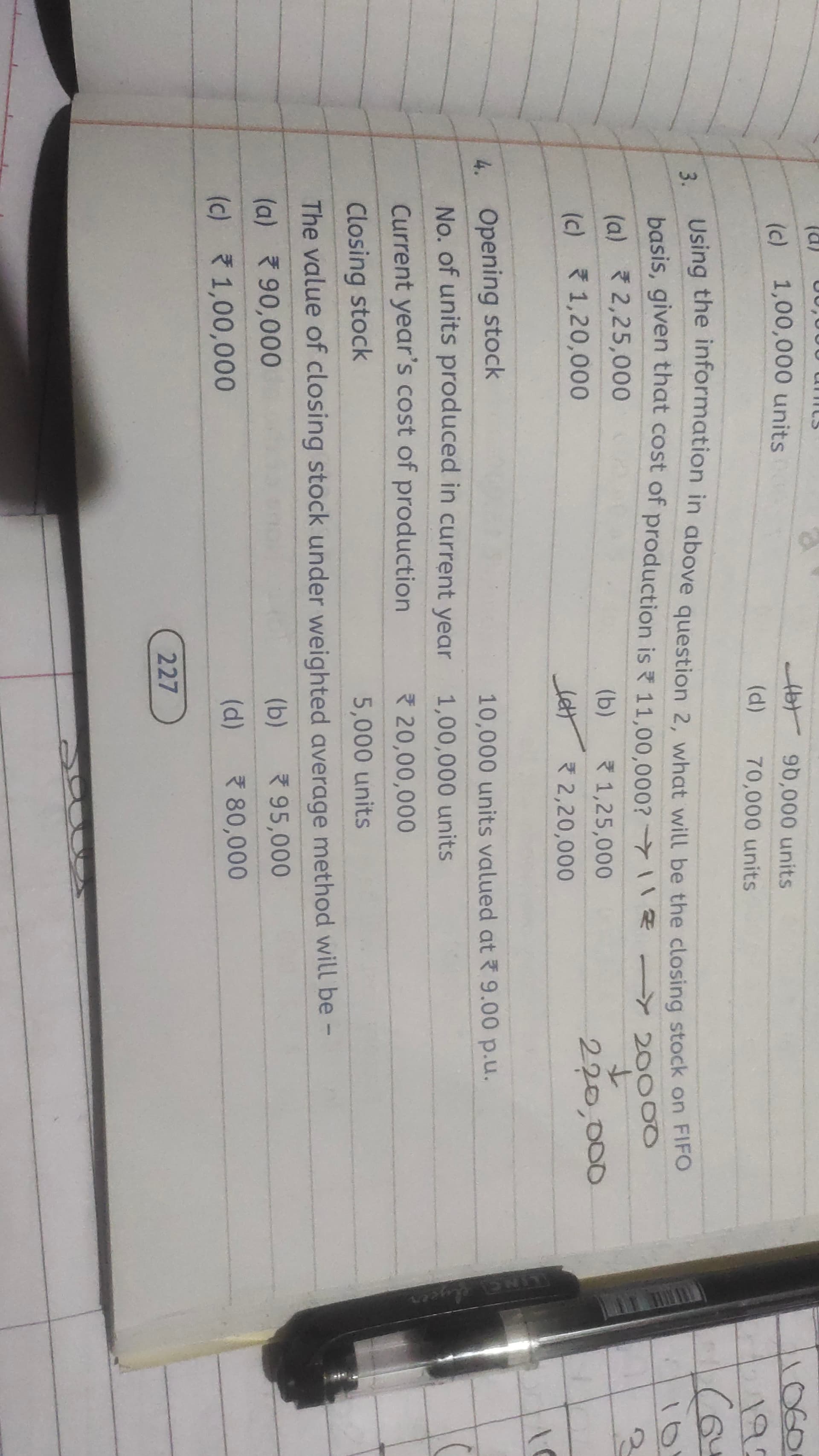 Image attached to the doubt: opening stock 10000 units valued at rupees 9 per unit. number of units…