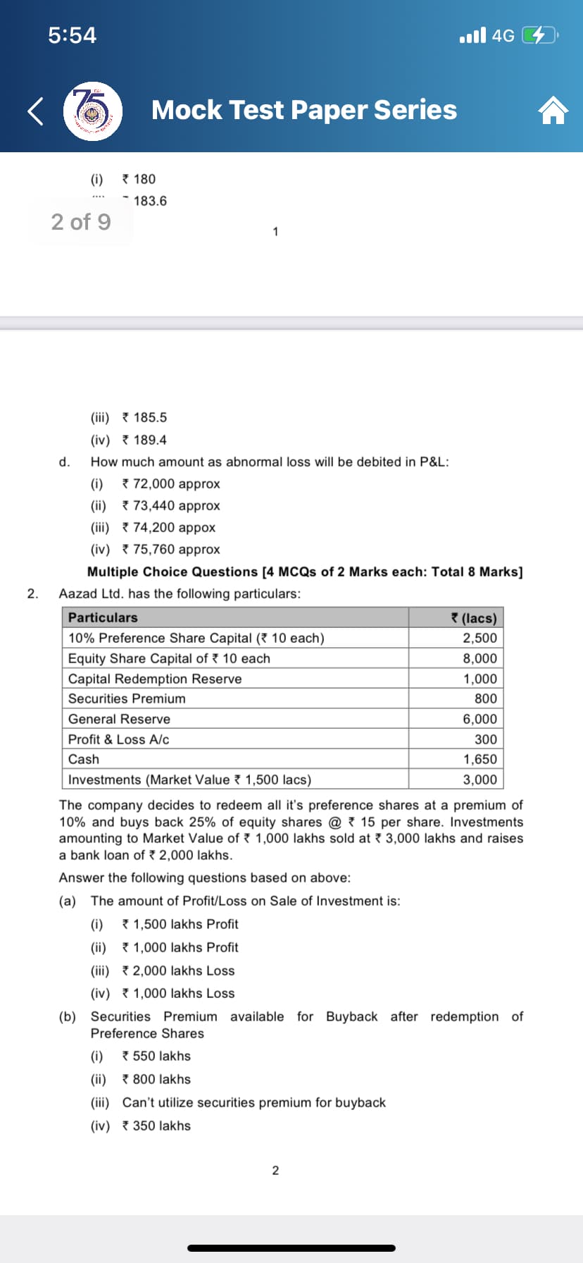 Image attached to the doubt: From Q2) what is the amount transferred to CRR?