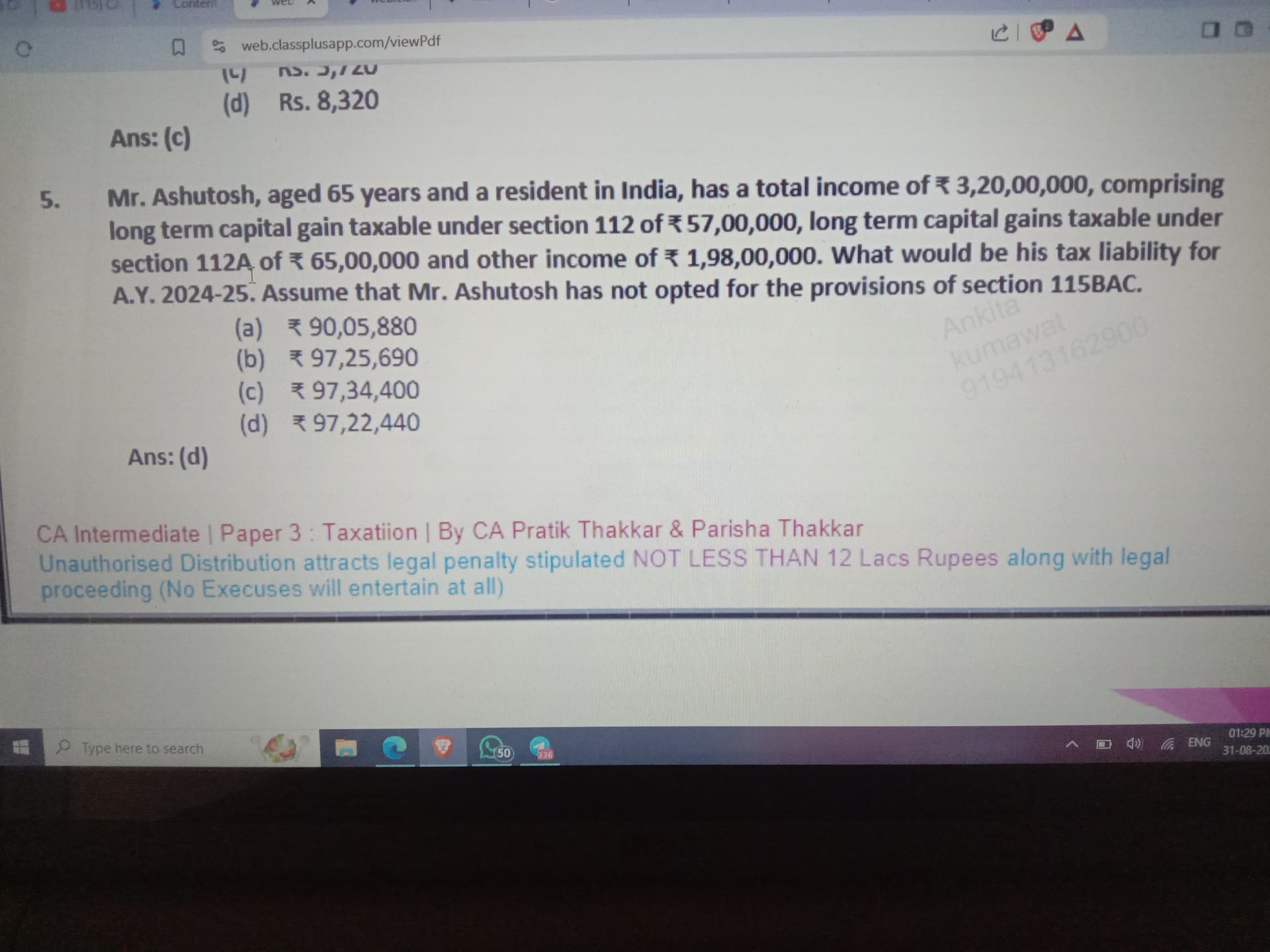 Image attached to the doubt: What is the correct option