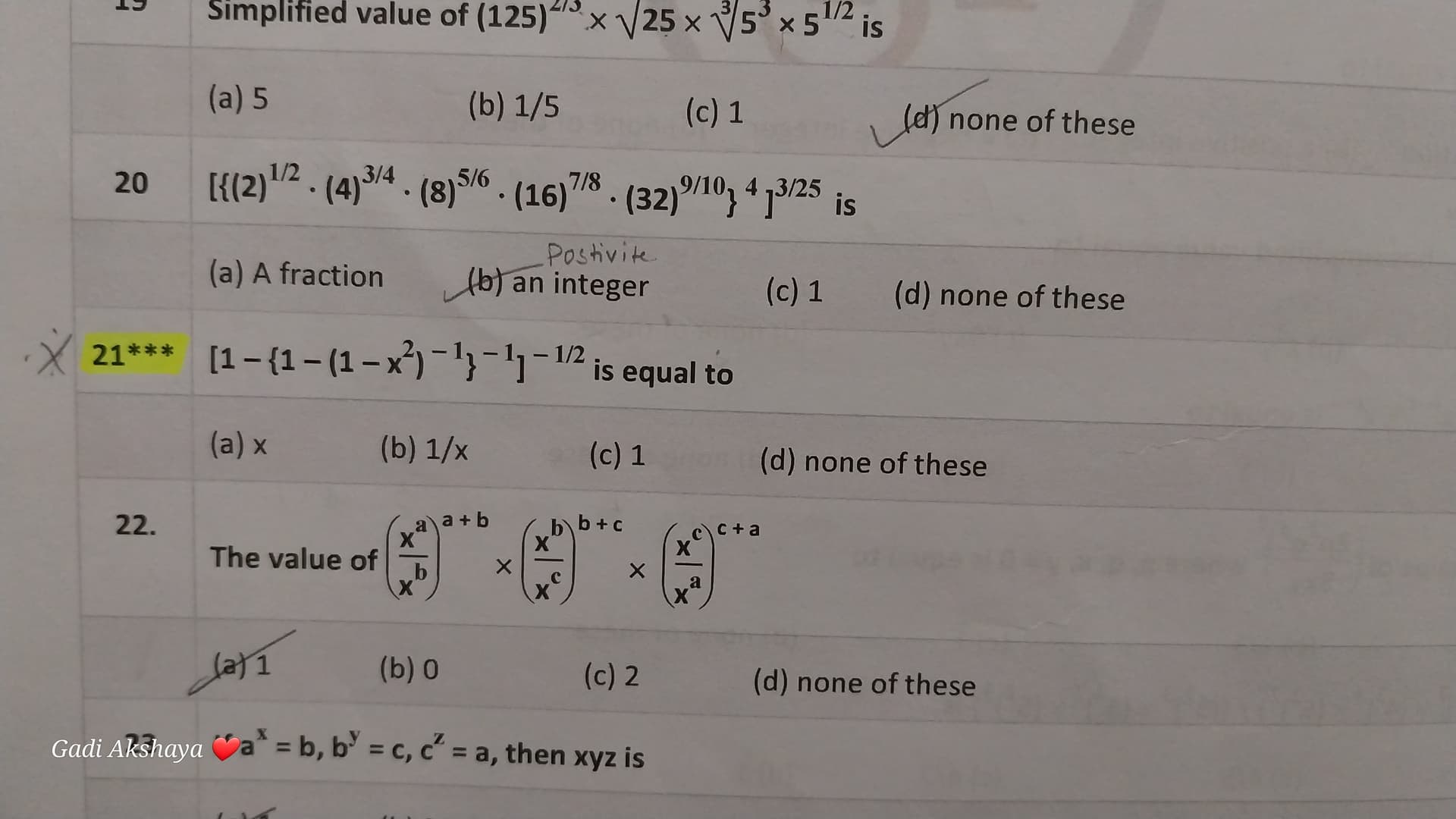Image attached to the doubt: 21st question answer please