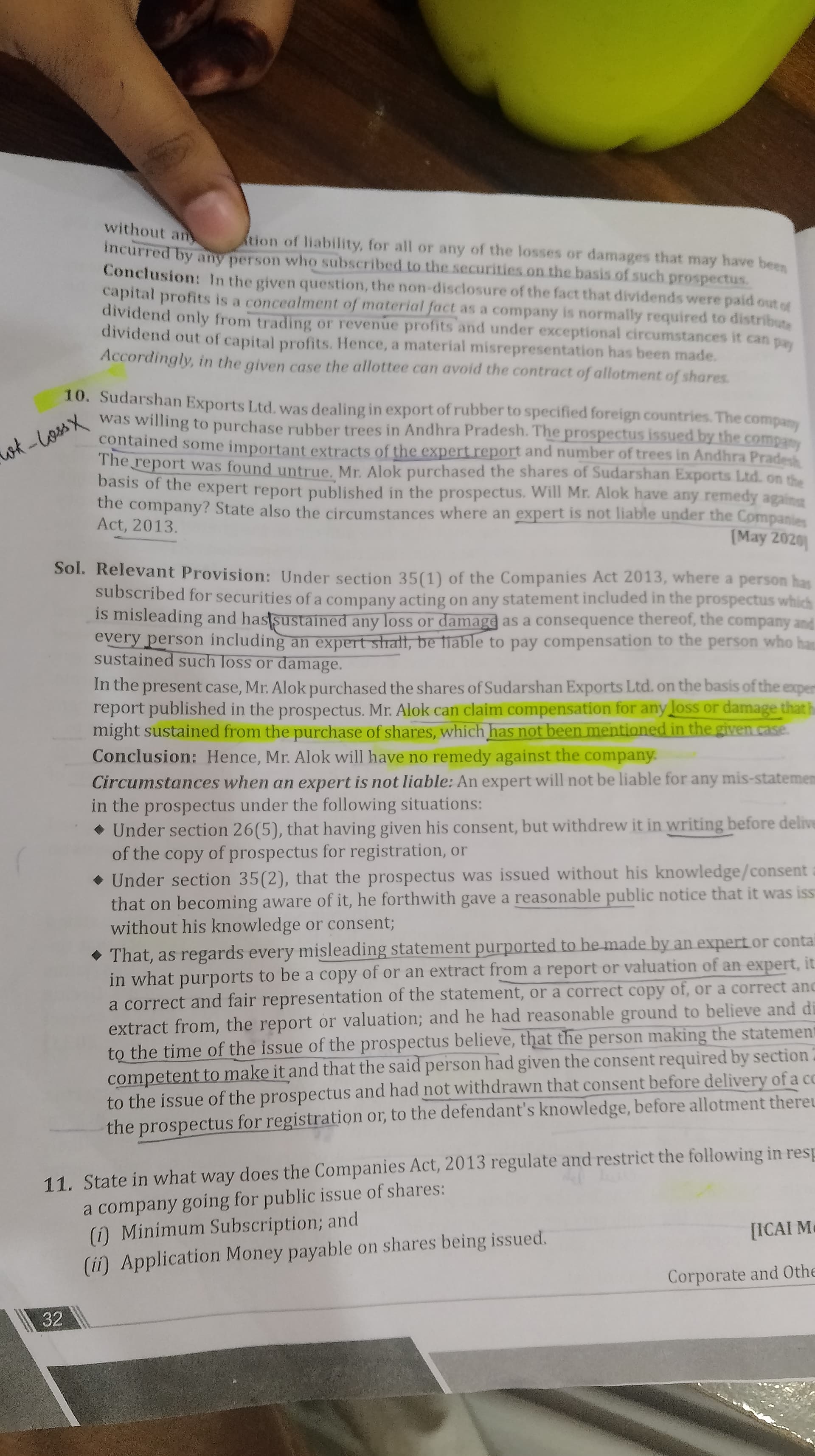 Image attached to the doubt: Can anyone elaborate on this question? Prospectus and allotment of securities…