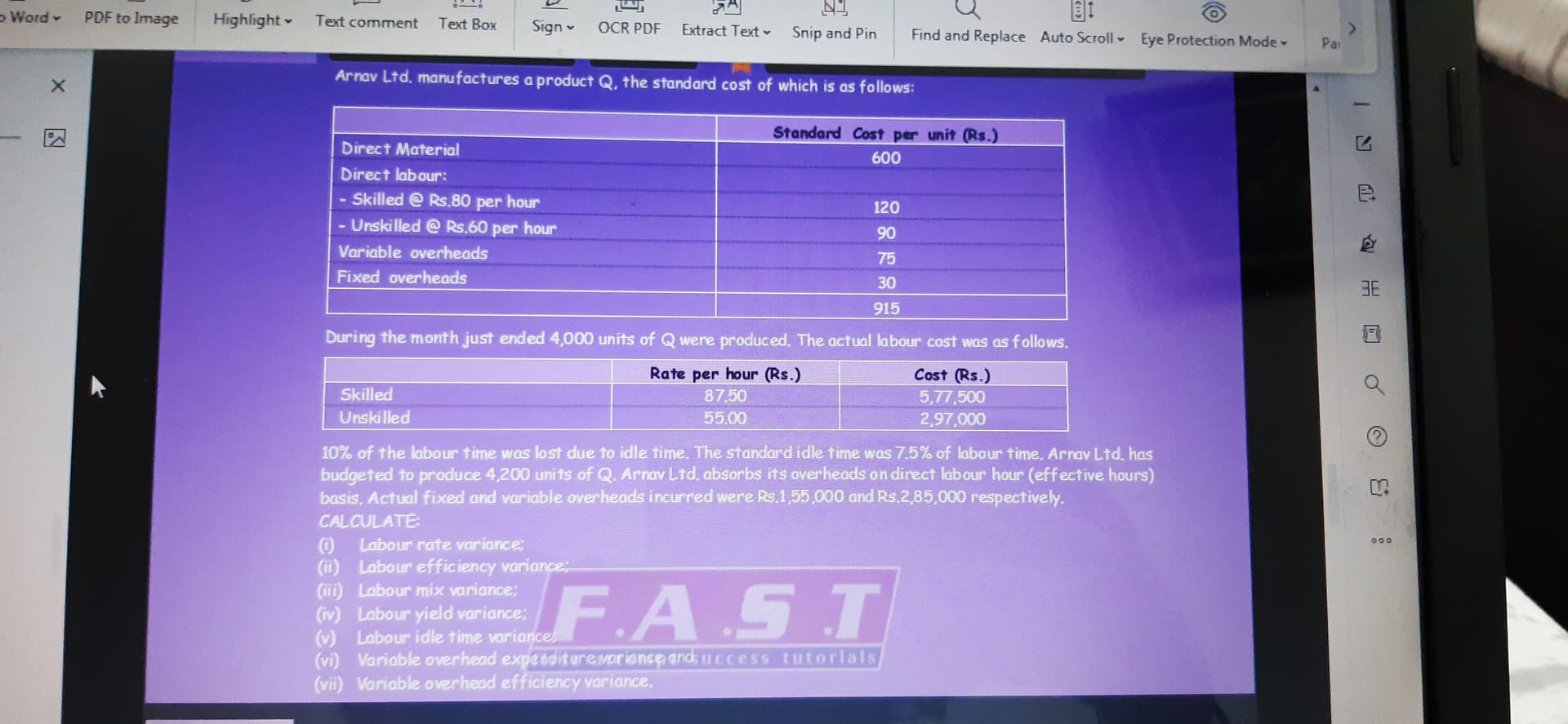 Image attached to the doubt: Can someone explain how did actual hours worked is been calculated in this ques