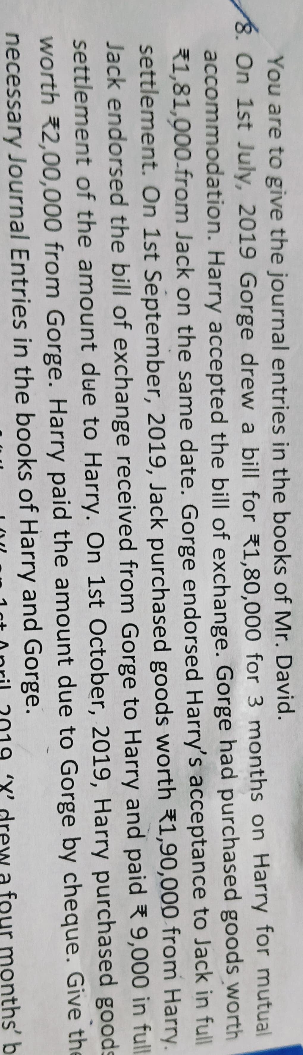 Image attached to the doubt: Pass the journal entry if that question