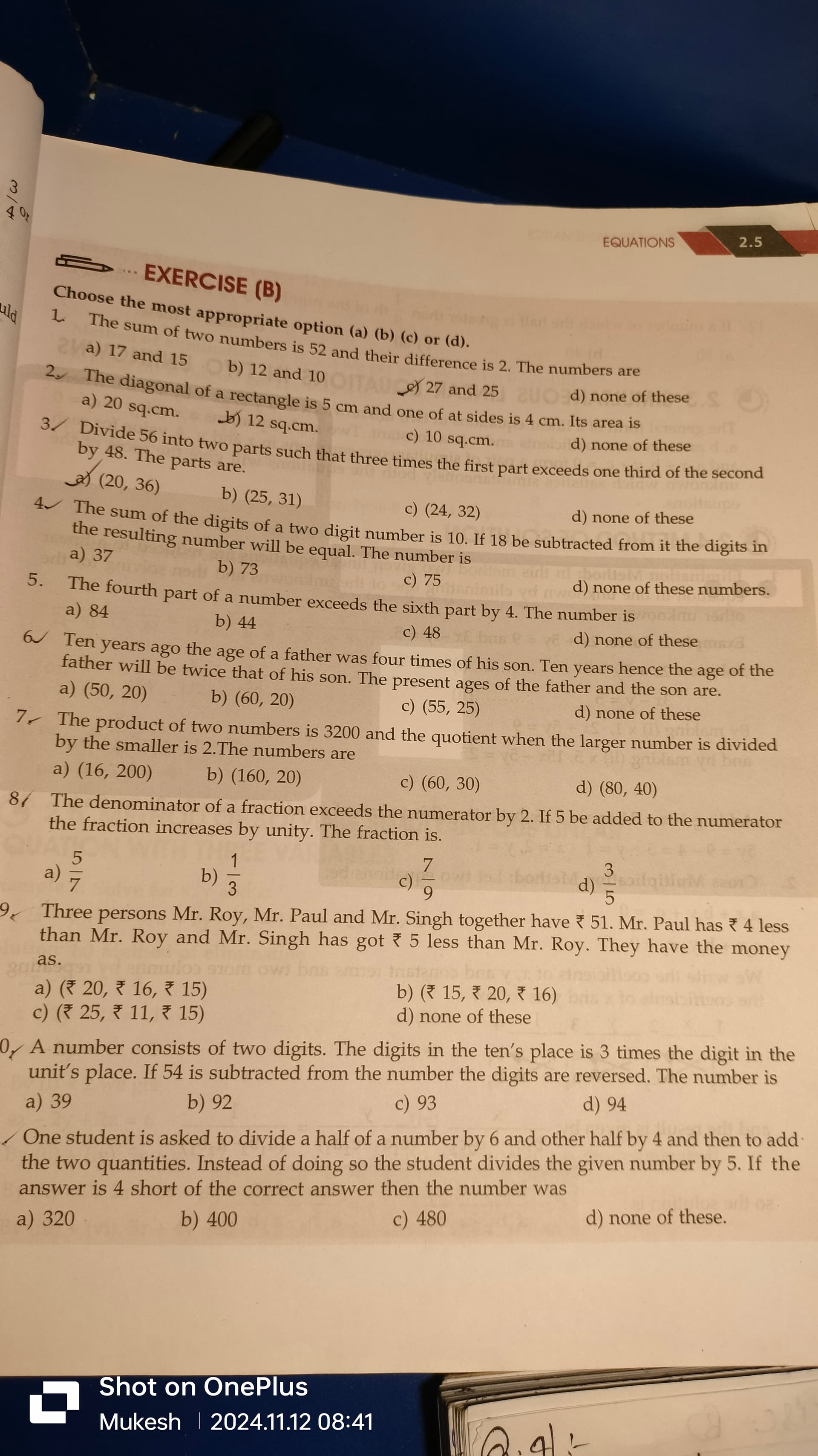 Image attached to the doubt: Question no.5