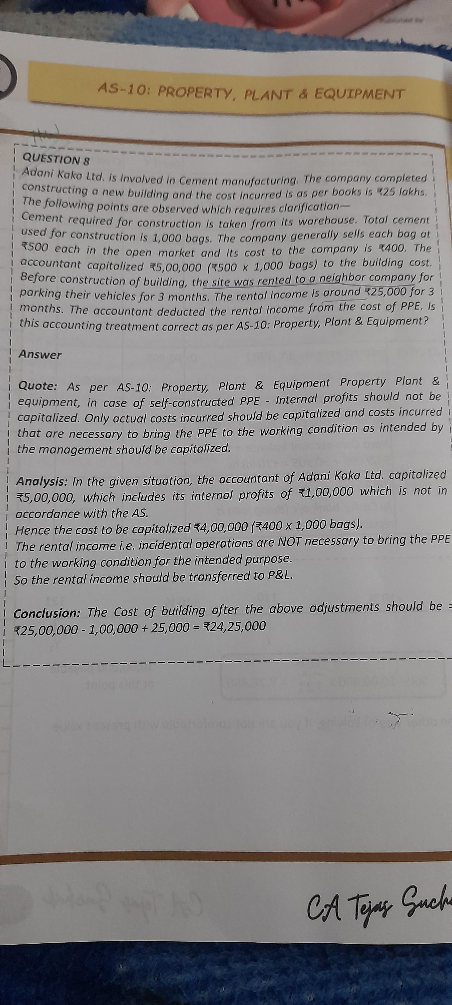 Image attached to the doubt: Conclusion me 25000 add Q kia hai when it is not needed for ppe