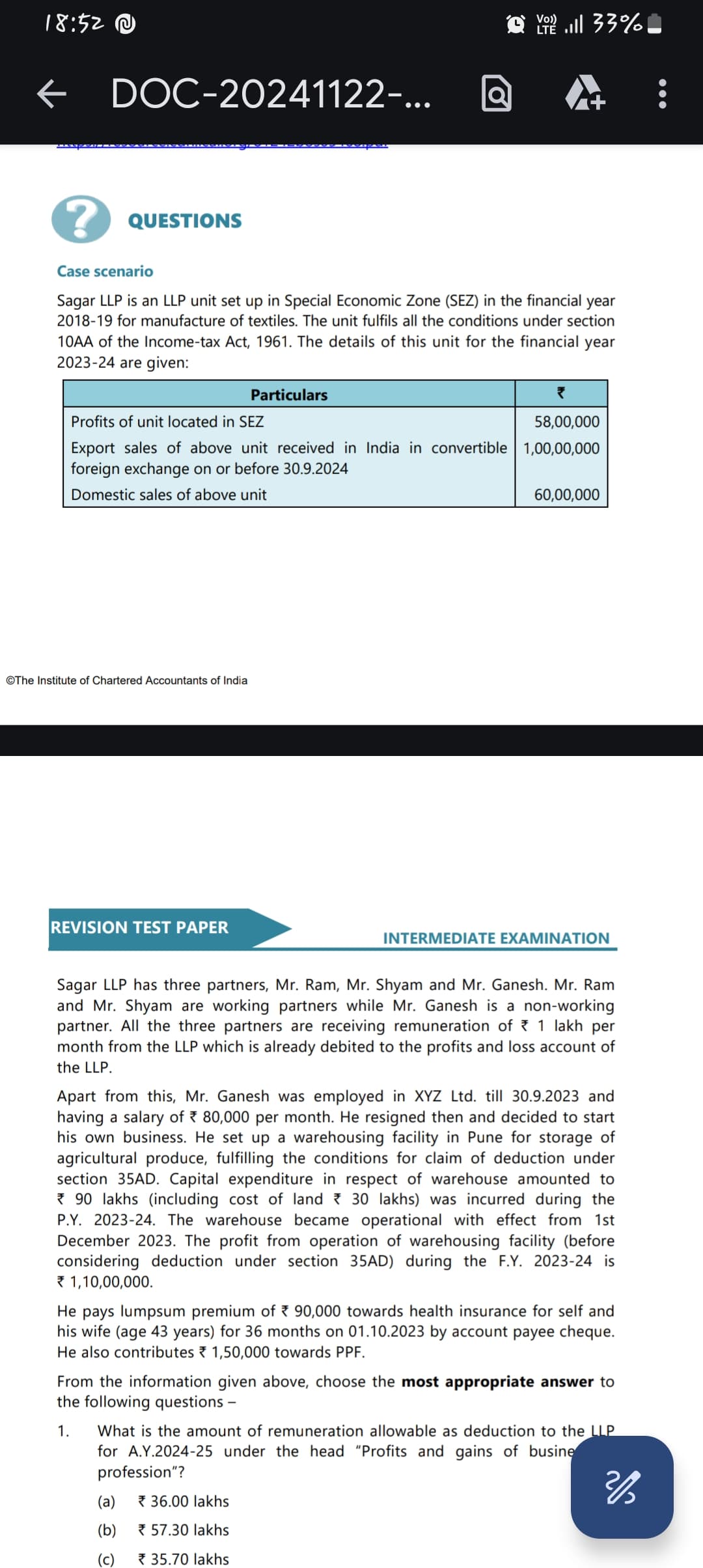Image attached to the doubt: Can anyone calculate the total income and tax liability of Mr. Ganesh as per…