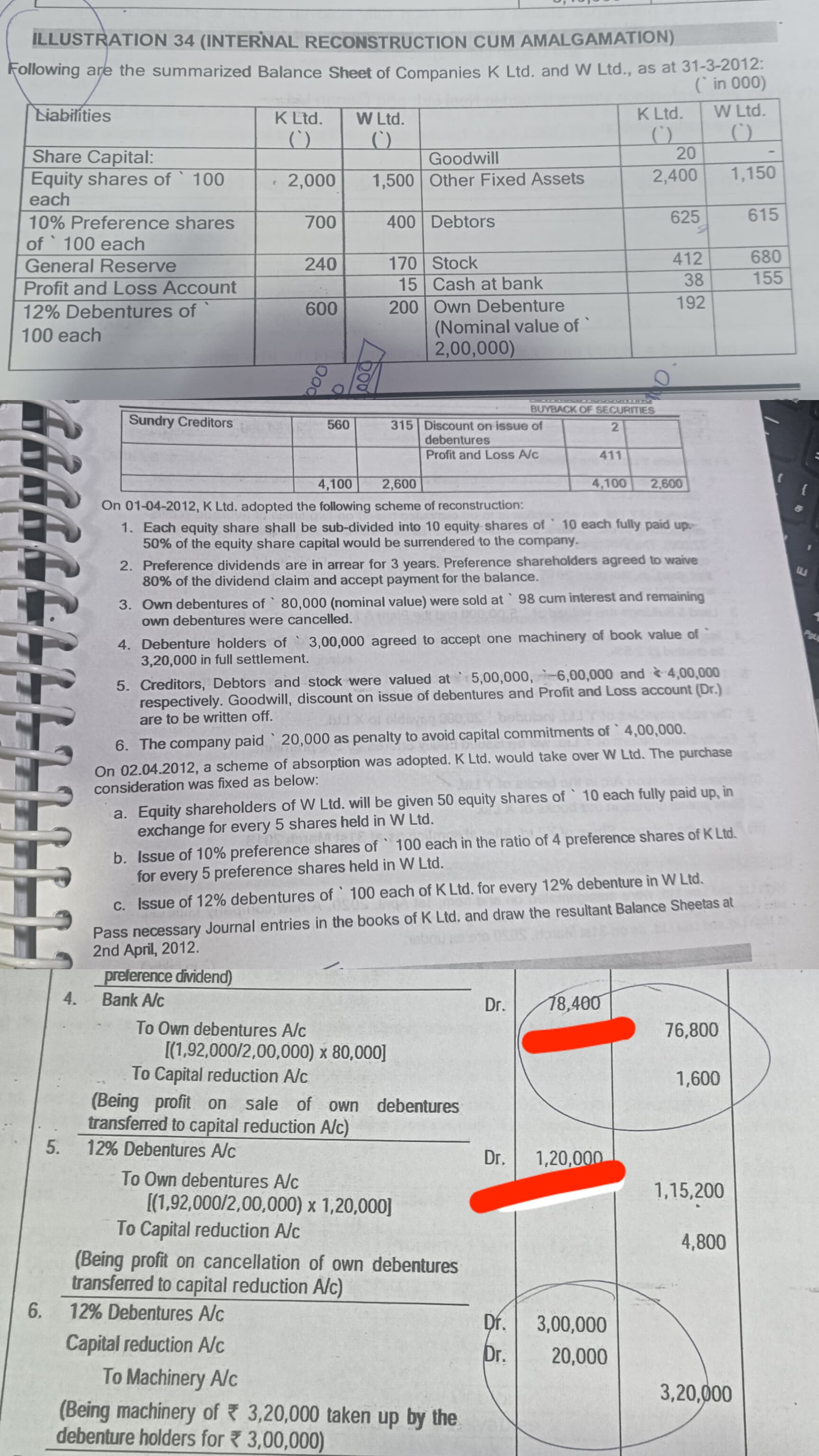 Image attached to the doubt: In JE 4th and 5th how it comes 78400 and 120000
