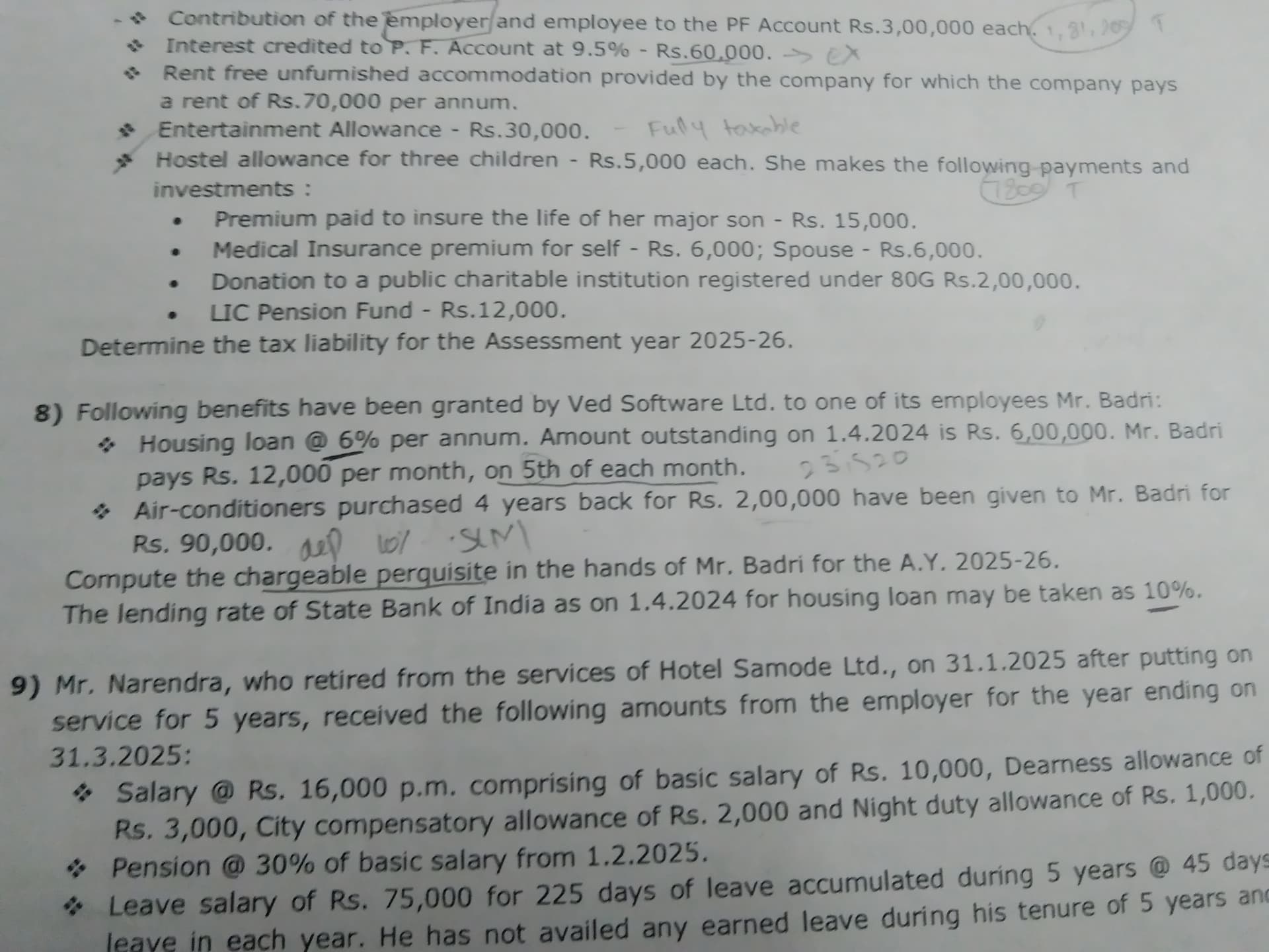 Image attached to the doubt: Guys... Can u solve the 8 th sum income from salary and post the answer…