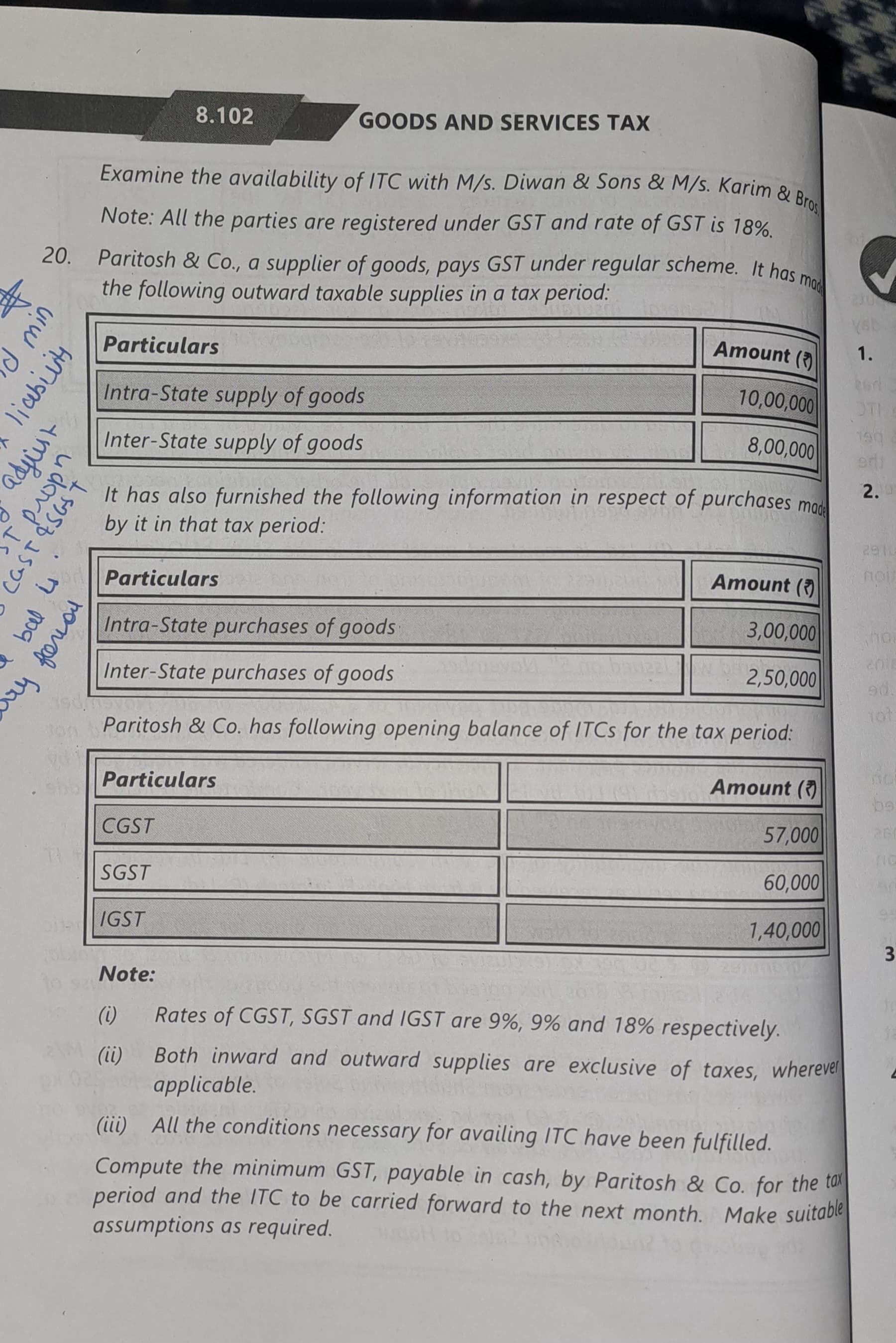 Image attached to the doubt: In what ratio they have apportioned Bal IGST??