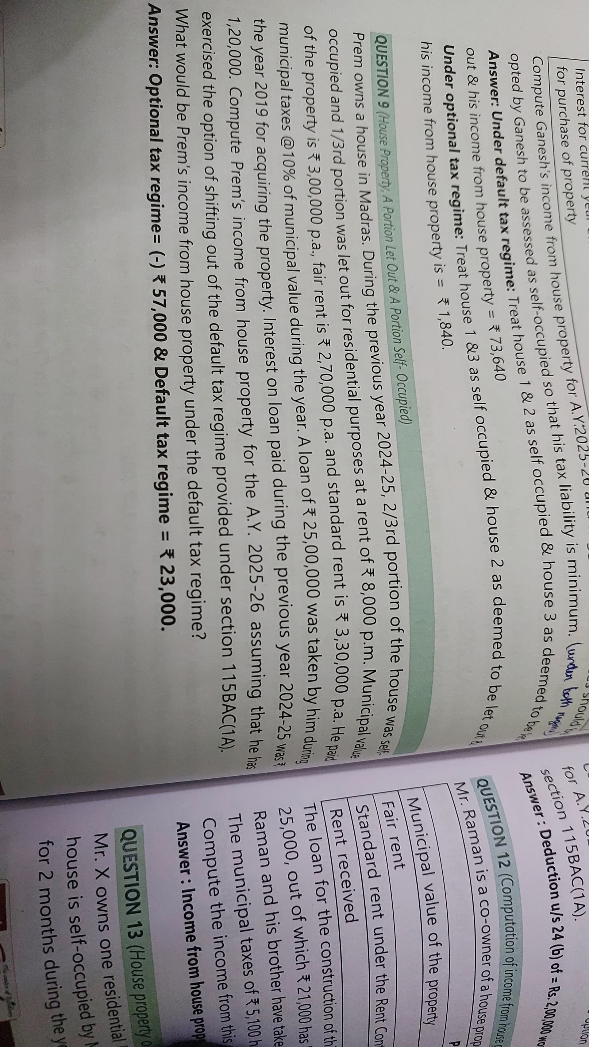 Image attached to the doubt: Please can someone help me with this question from hose property income