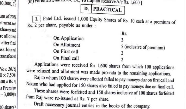 Image attached to the doubt: Forfeited shares amount ?? And how ???