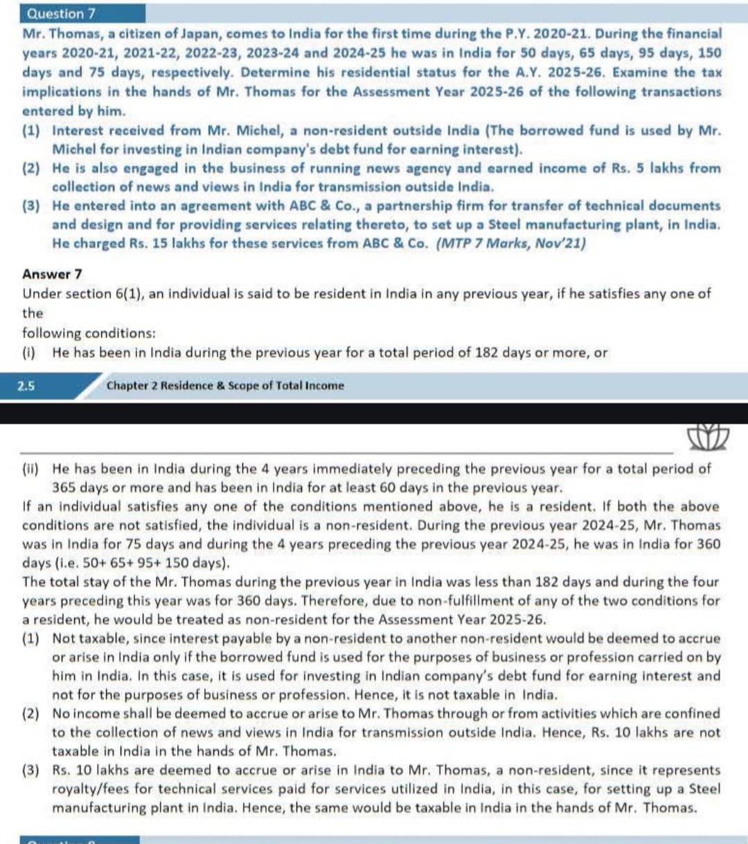 Image attached to the doubt: In this question in case 3 why 10 lakhs amount is taxable?