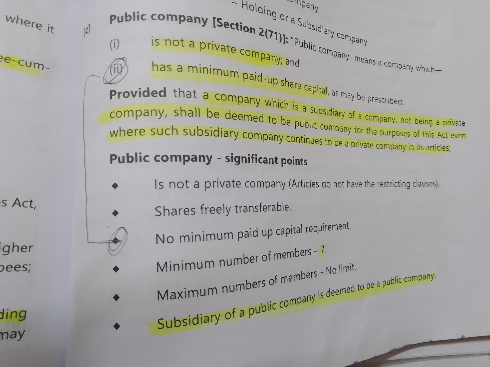 Image attached to the doubt: Difference between (i)minimum paid up share capital and 3rd •minimum paid up…
