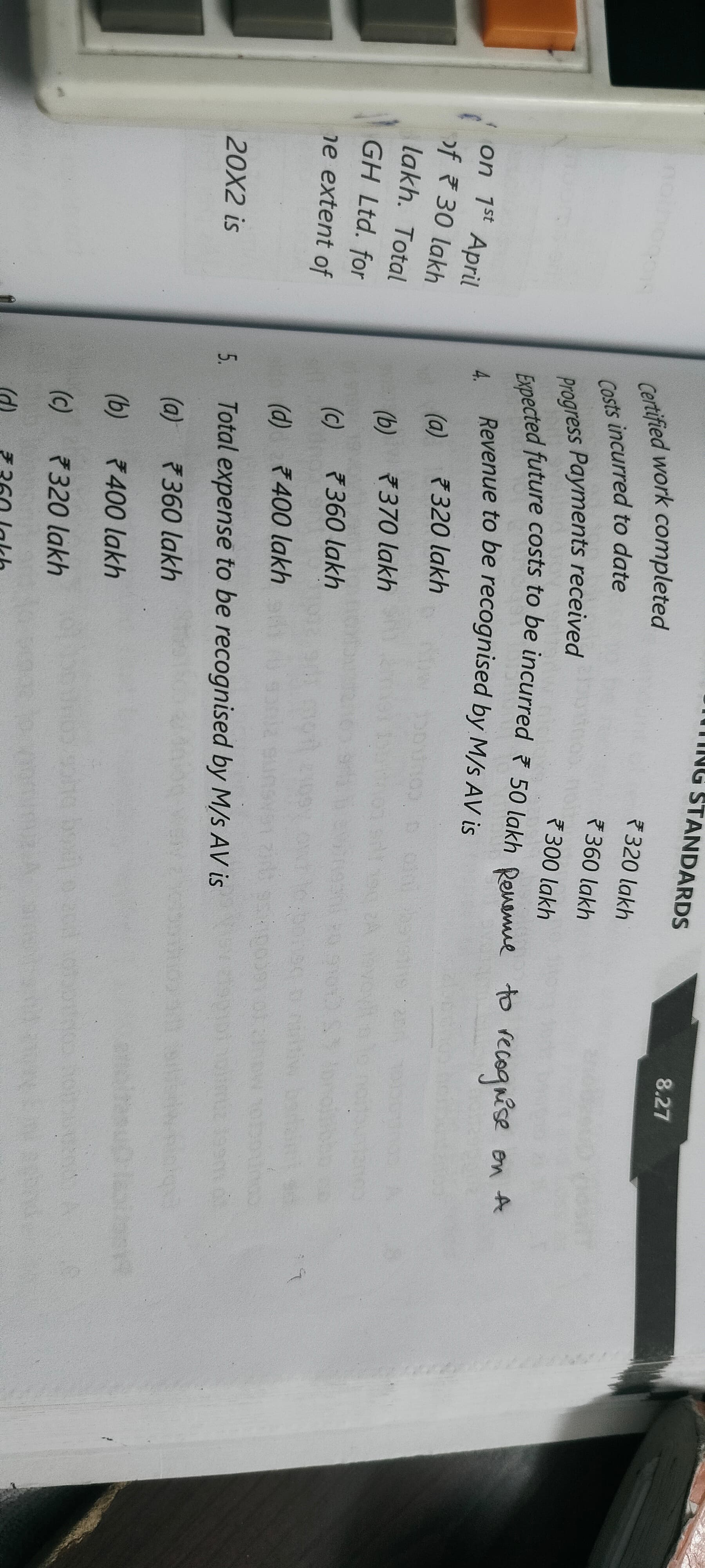 Image attached to the doubt: AS7 ... Computation please when contract value is 370