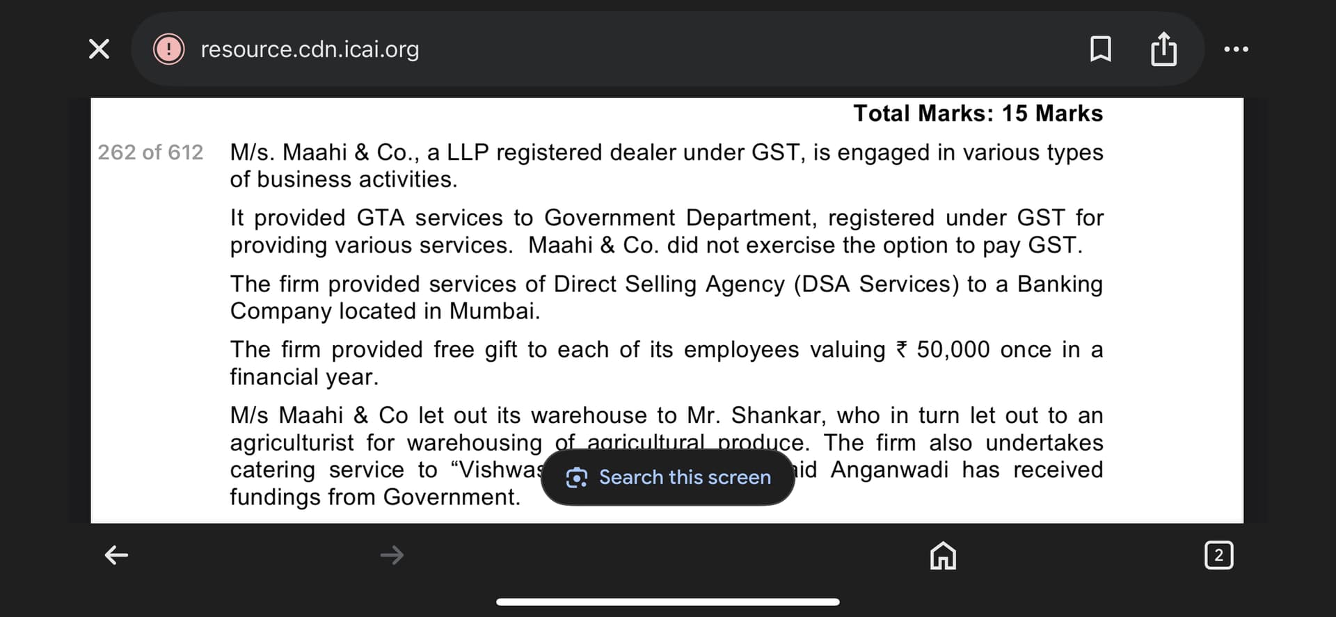 Image attached to the doubt: 1. Choose the correct statement(s). (i) For GTA services, Government is liable…
