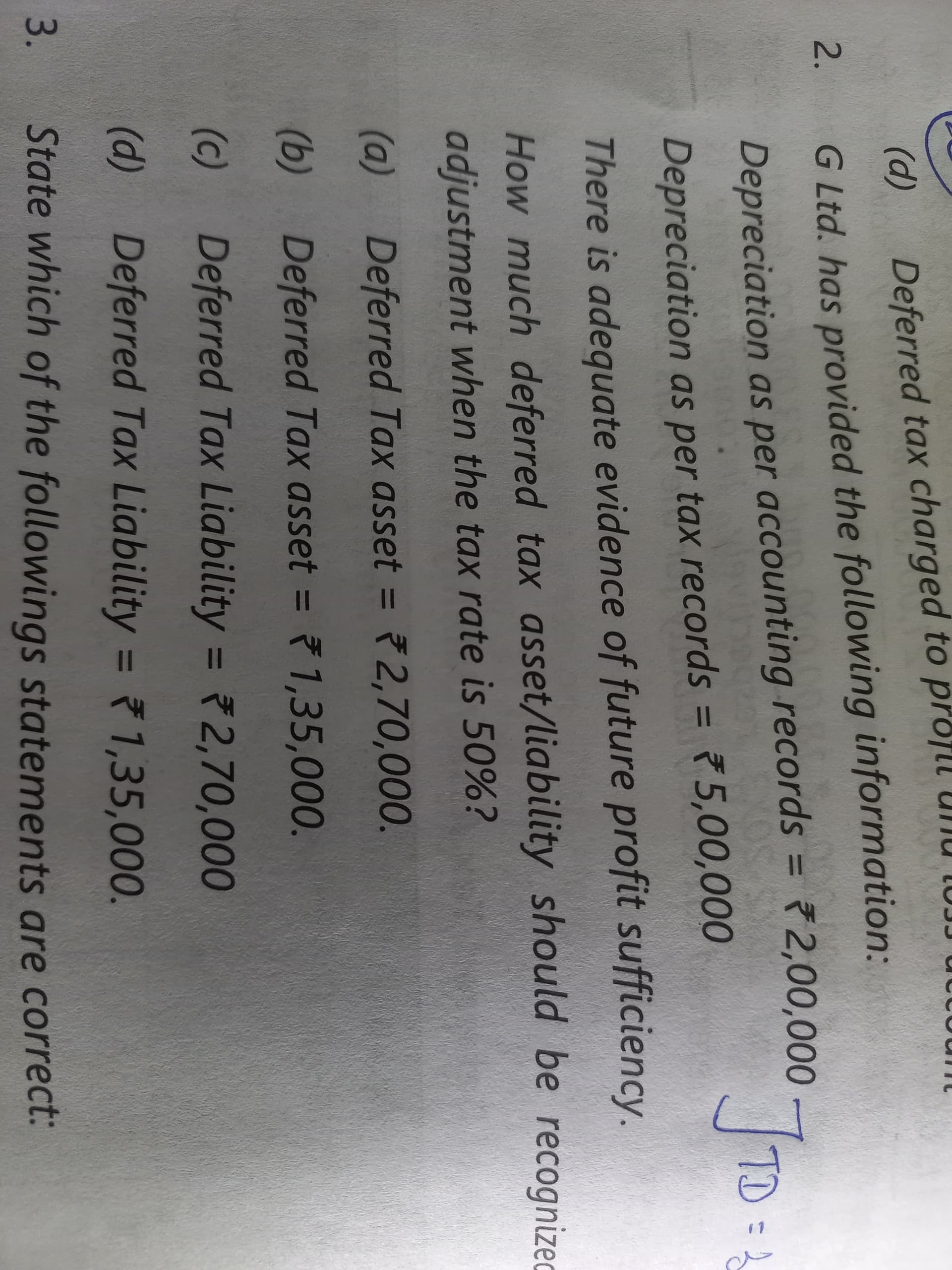 Image attached to the doubt: Is this question incomplete or wrong answer is provided?? The ans given is…