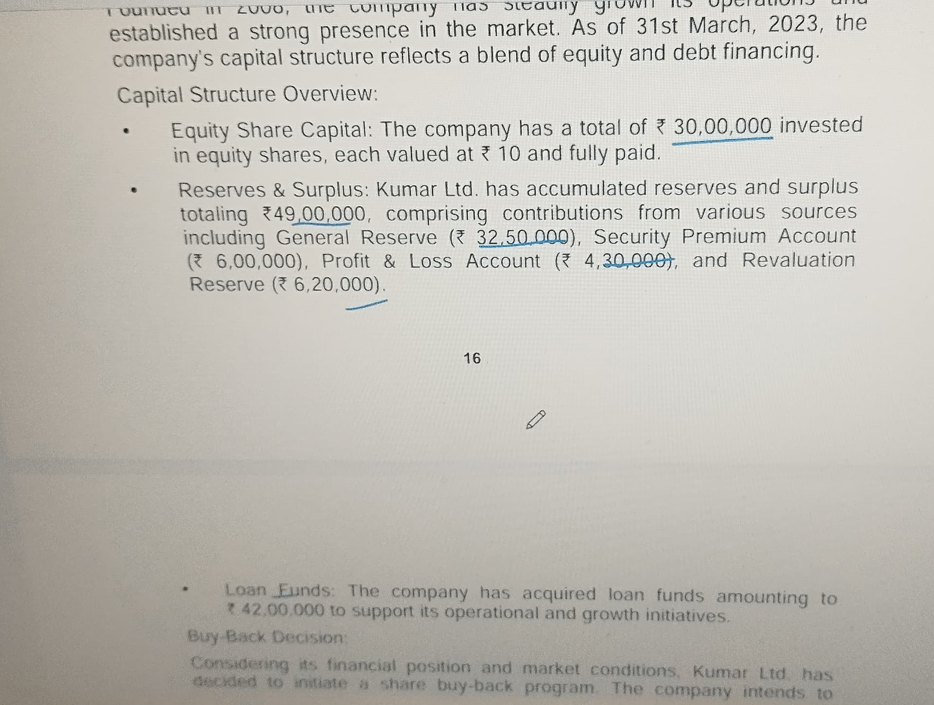 Image attached to the doubt: Maximum Permitted Buy Back of equity by Debt Equity Ratio method se answer…