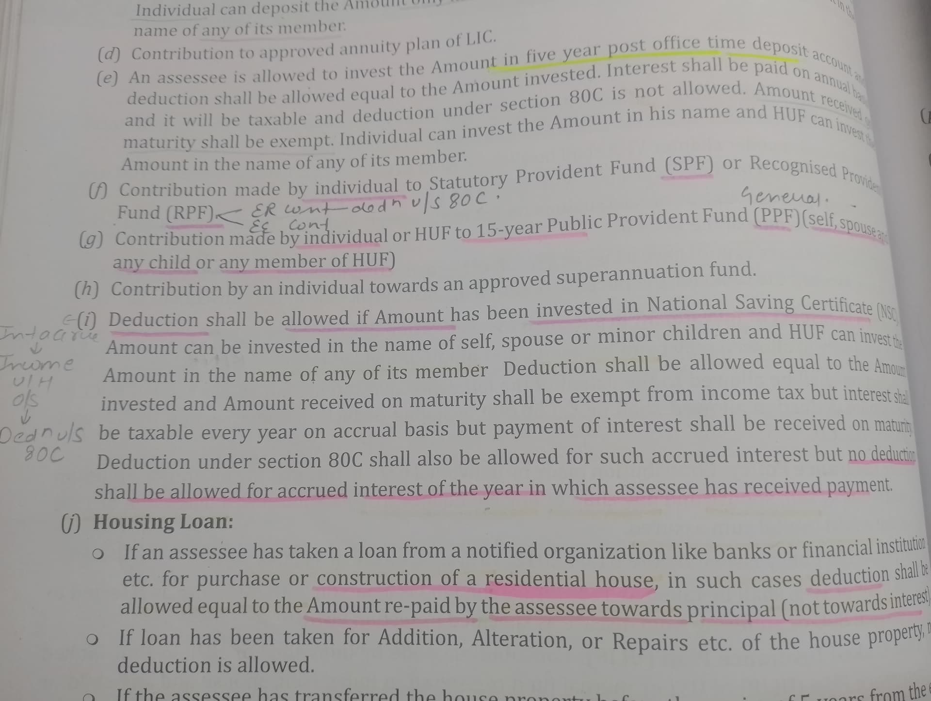 Image attached to the doubt: Plz explain point i Kiska deduction milega ky exempt h ....