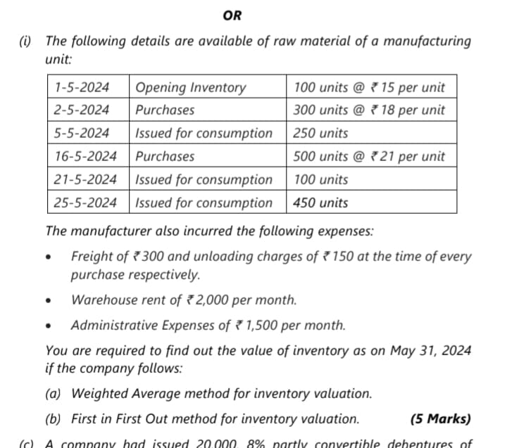 Image attached to the doubt: Please solve this inventory question of weighted average price method